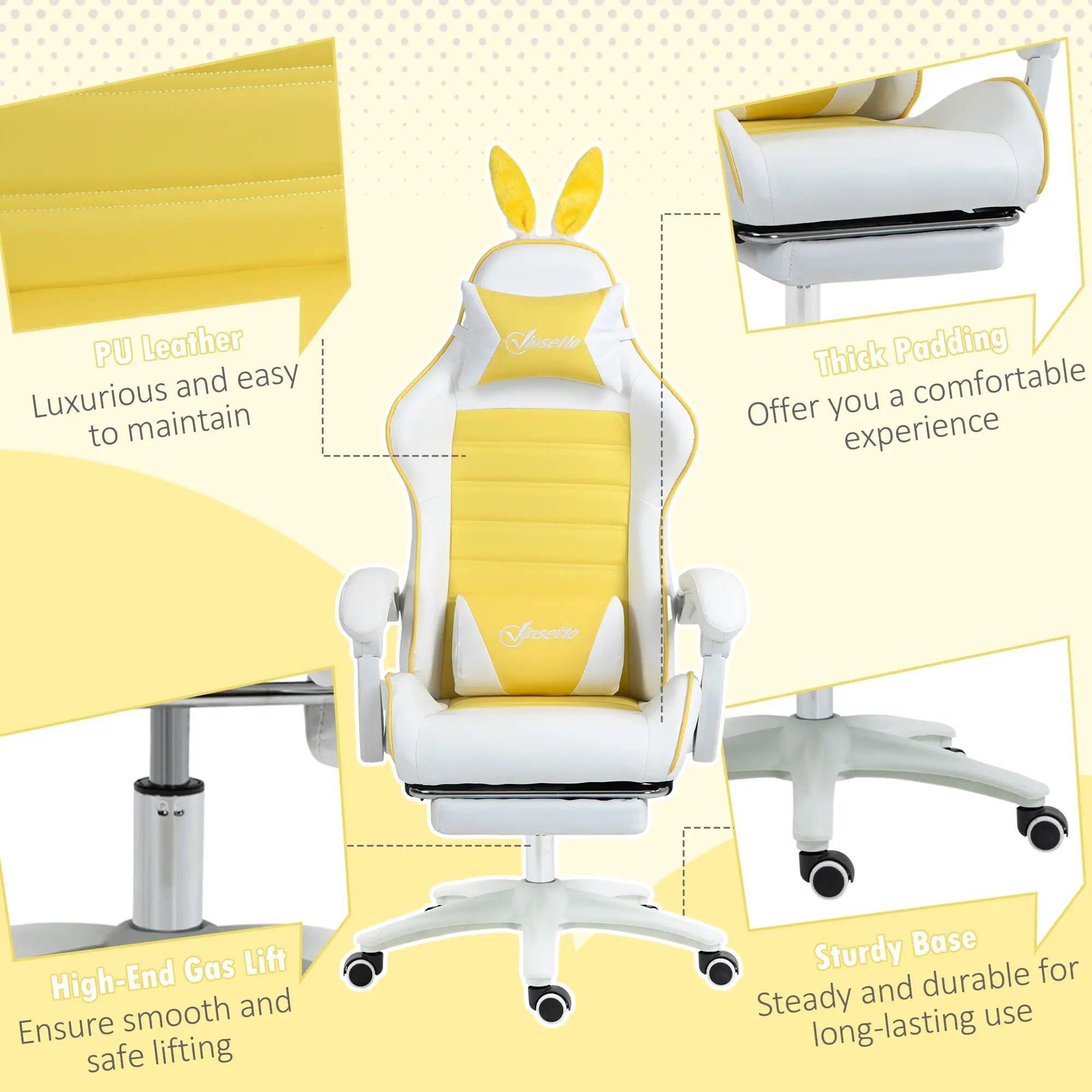 Yellow - HOMCOM Gaming - Vinsetto -  Reclining Gaming Chair  - PU Leather - 8