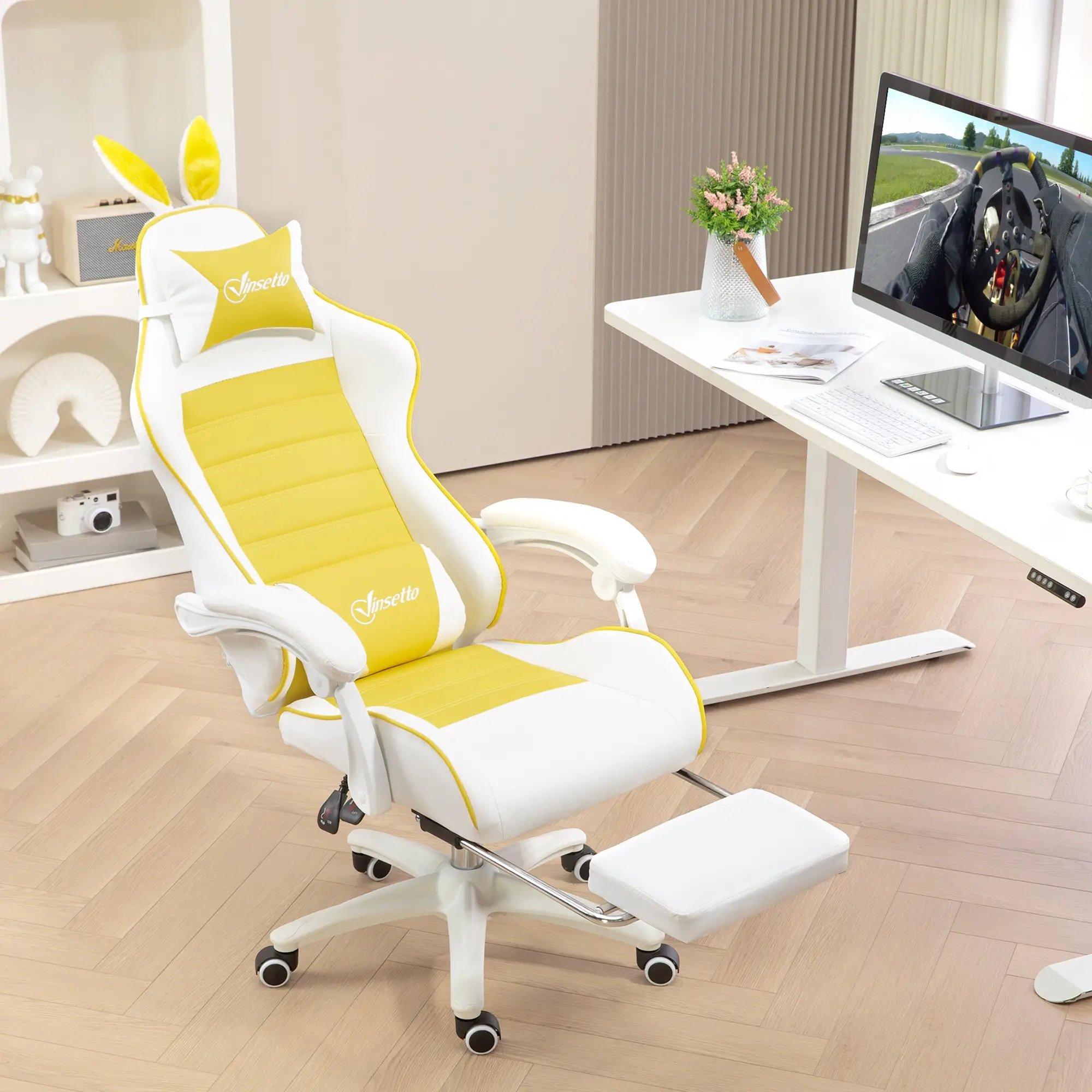 Yellow - HOMCOM Gaming - Vinsetto -  Reclining Gaming Chair  - PU Leather - 9