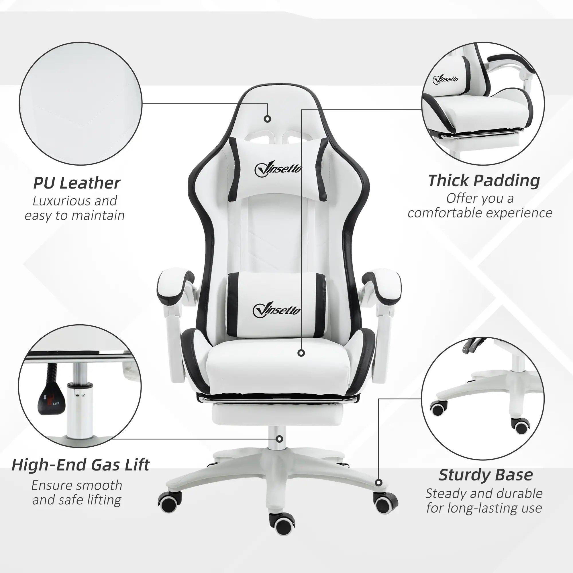 Black - HOMCOM Gaming - Vinsetto Computer Gaming Chair - PU Leather - 7