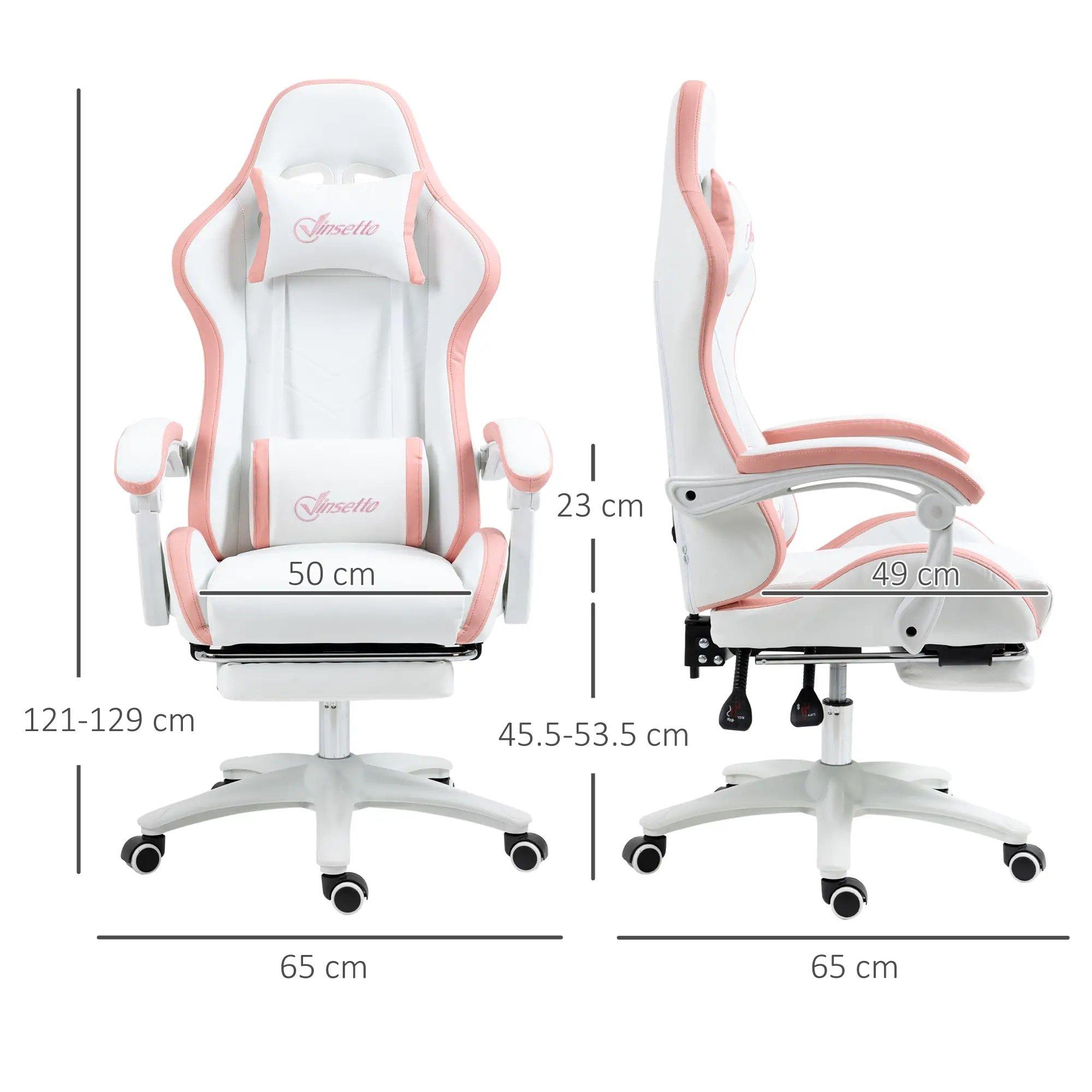 Pink - HOMCOM Gaming - Vinsetto Computer Gaming Chair - PU Leather - 3