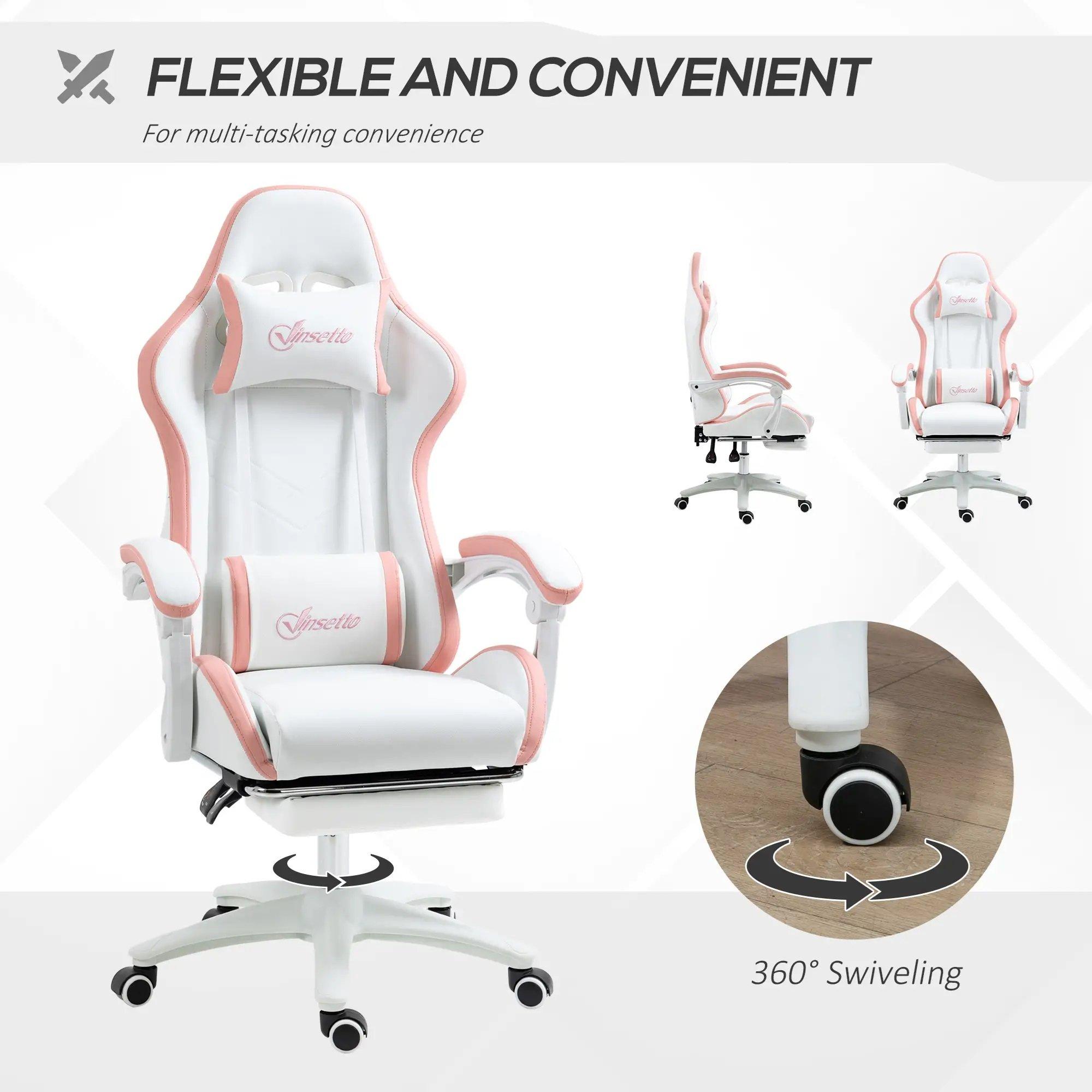 Pink - HOMCOM Gaming - Vinsetto Computer Gaming Chair - PU Leather - 6