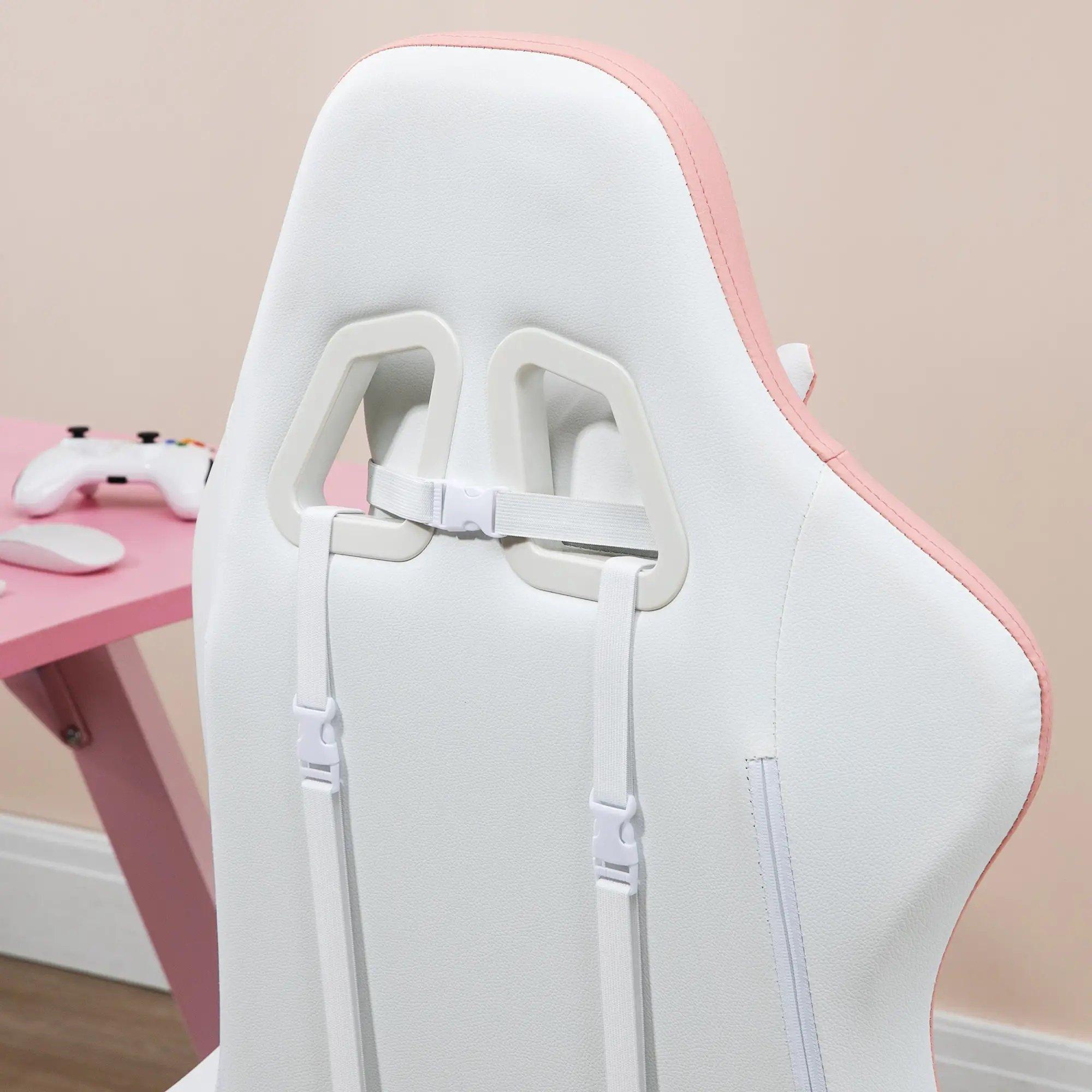 Pink - HOMCOM Gaming - Vinsetto Computer Gaming Chair - PU Leather - 8