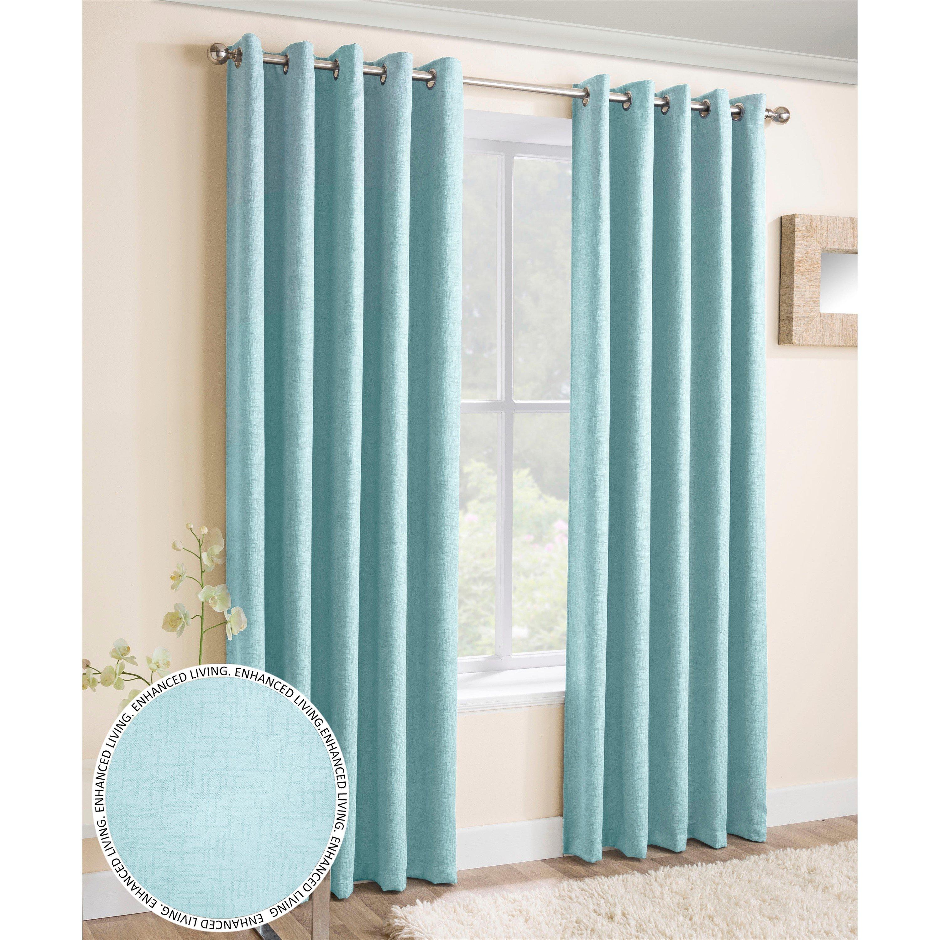 Enhanced Living  Textured Thermal Room Darkening Curtains Eyelet - Sky Blue - 229x274cm