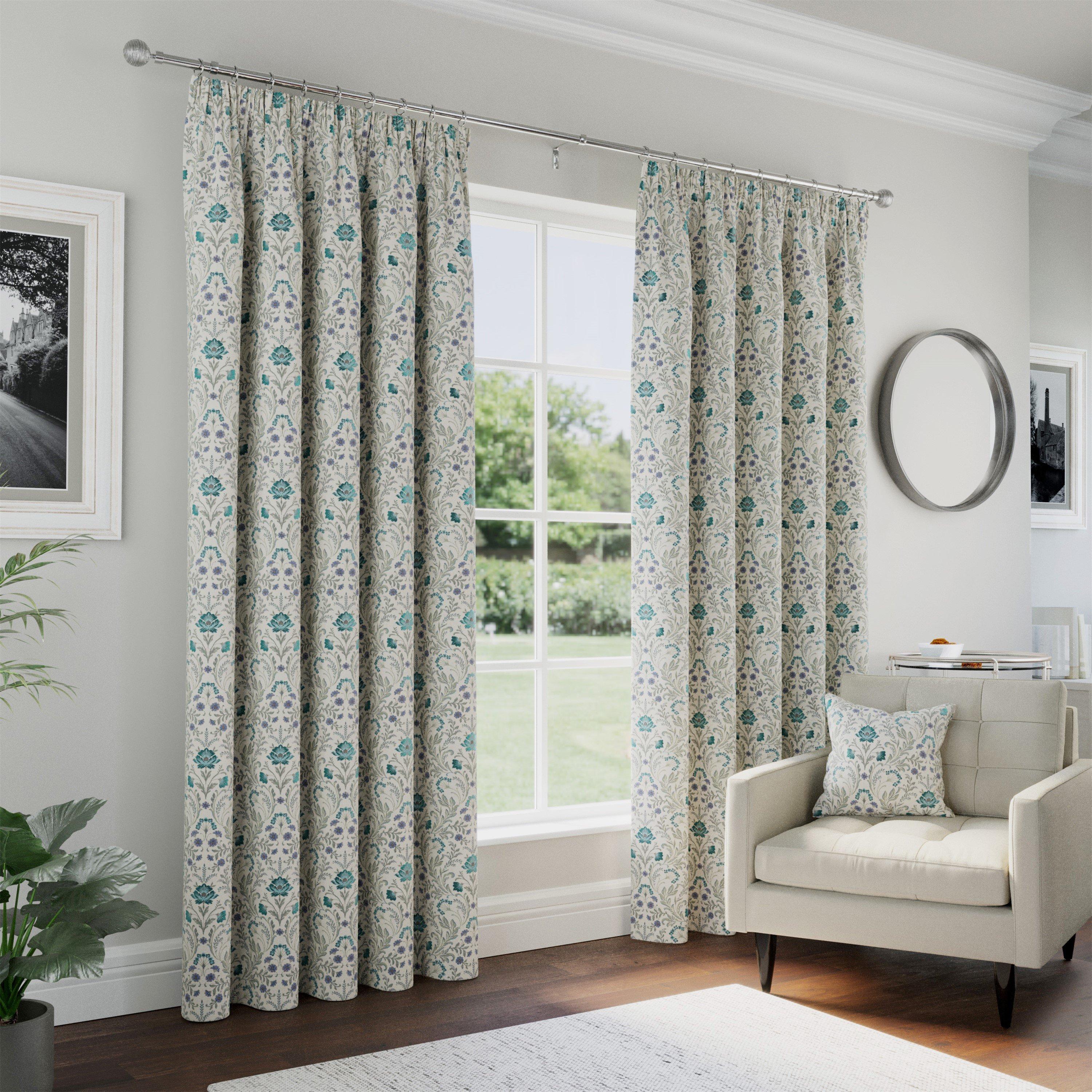 Cotswold Floral 100% Blackout Tape Top  Curtains