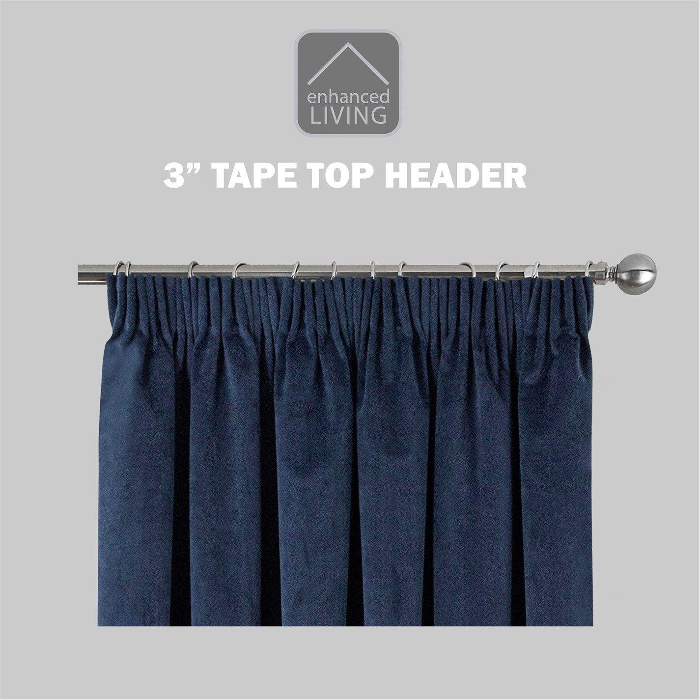 Blue - Enhanced Living - Cotswold Floral 100% Blackout Tape Top  Curtains - 5