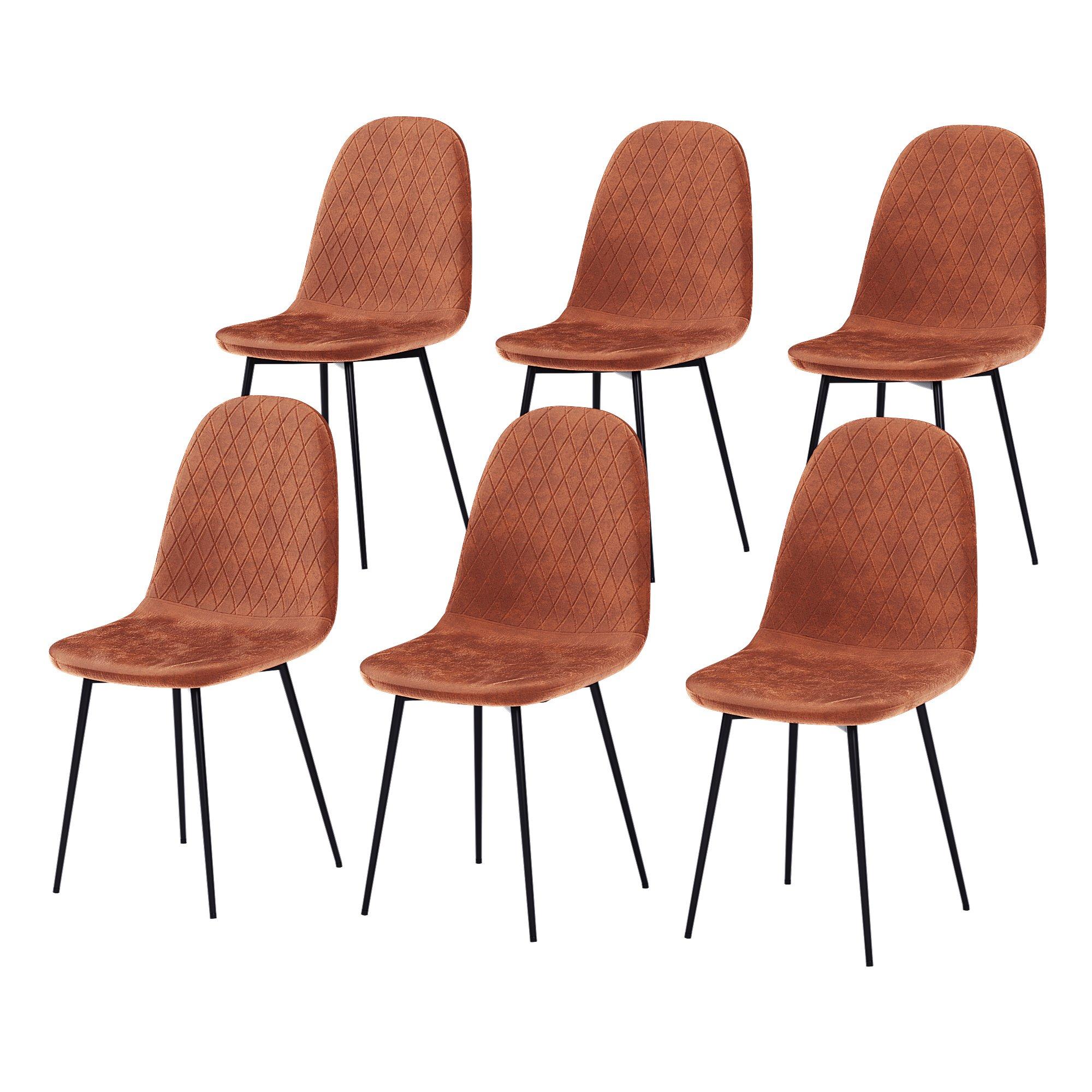 Orange - Lassic - Vida Designs Luton Set Of 6 Velvet Dining Chairs - 11
