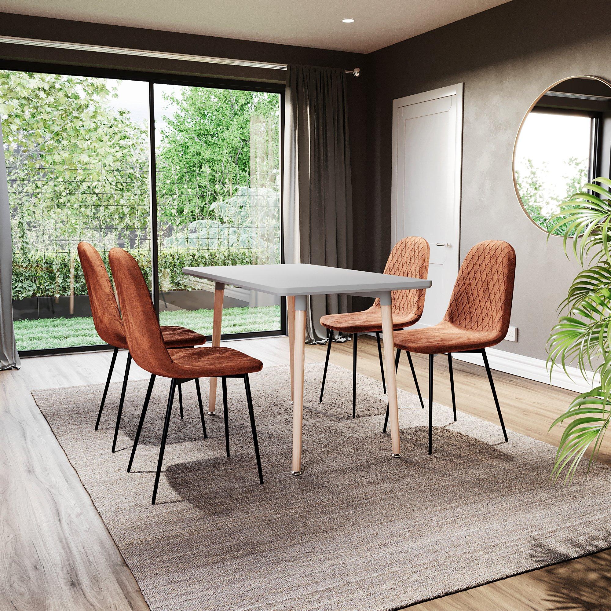 Orange - Lassic - Vida Designs Luton Set Of 6 Velvet Dining Chairs - 8