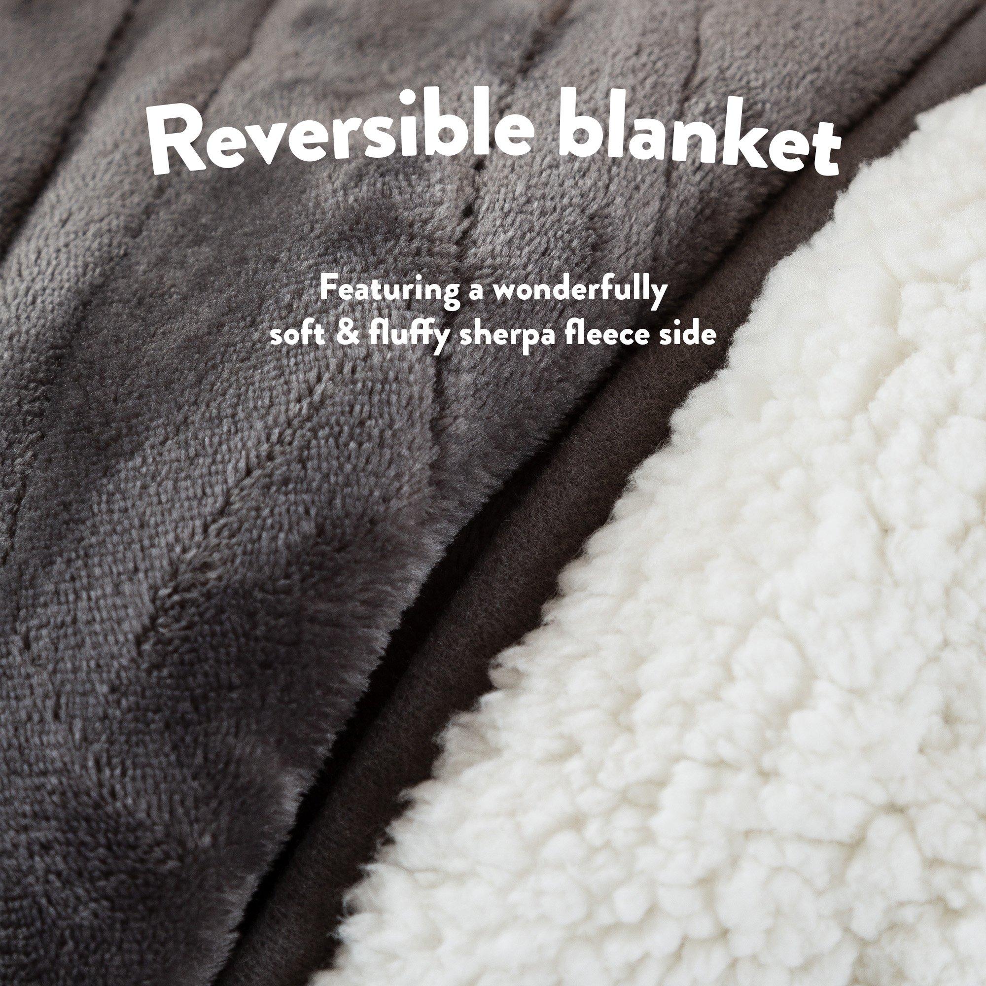 Charcoal - Slumberdown - Cosy & Snug Sherpa Fleece Heated Throw - 5