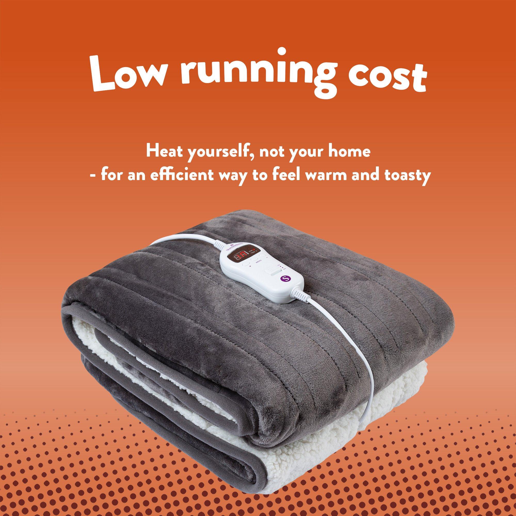 Charcoal - Slumberdown - Cosy & Snug Sherpa Fleece Heated Throw - 7