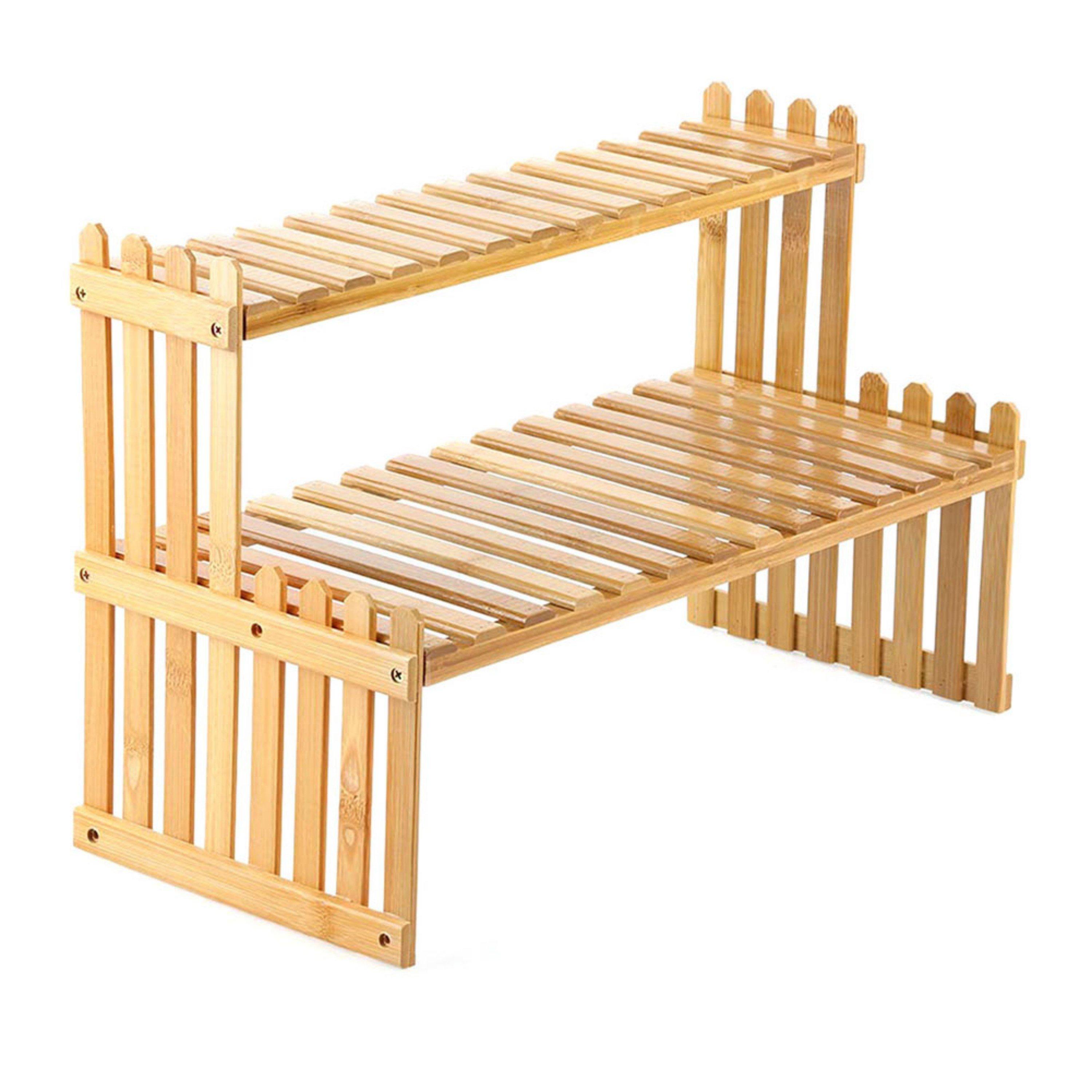 Brown - LIFE IDEAS - 2-Tier Wooden Tabletop Plant Stand - 2