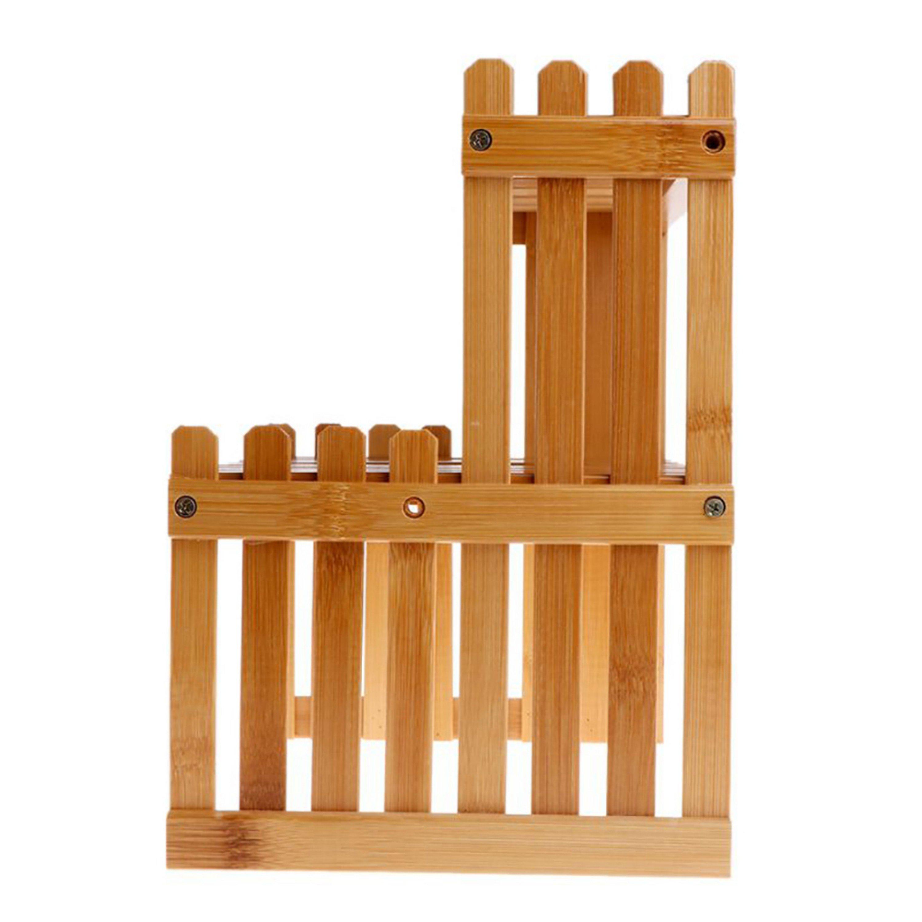 Brown - LIFE IDEAS - 2-Tier Wooden Tabletop Plant Stand - 3