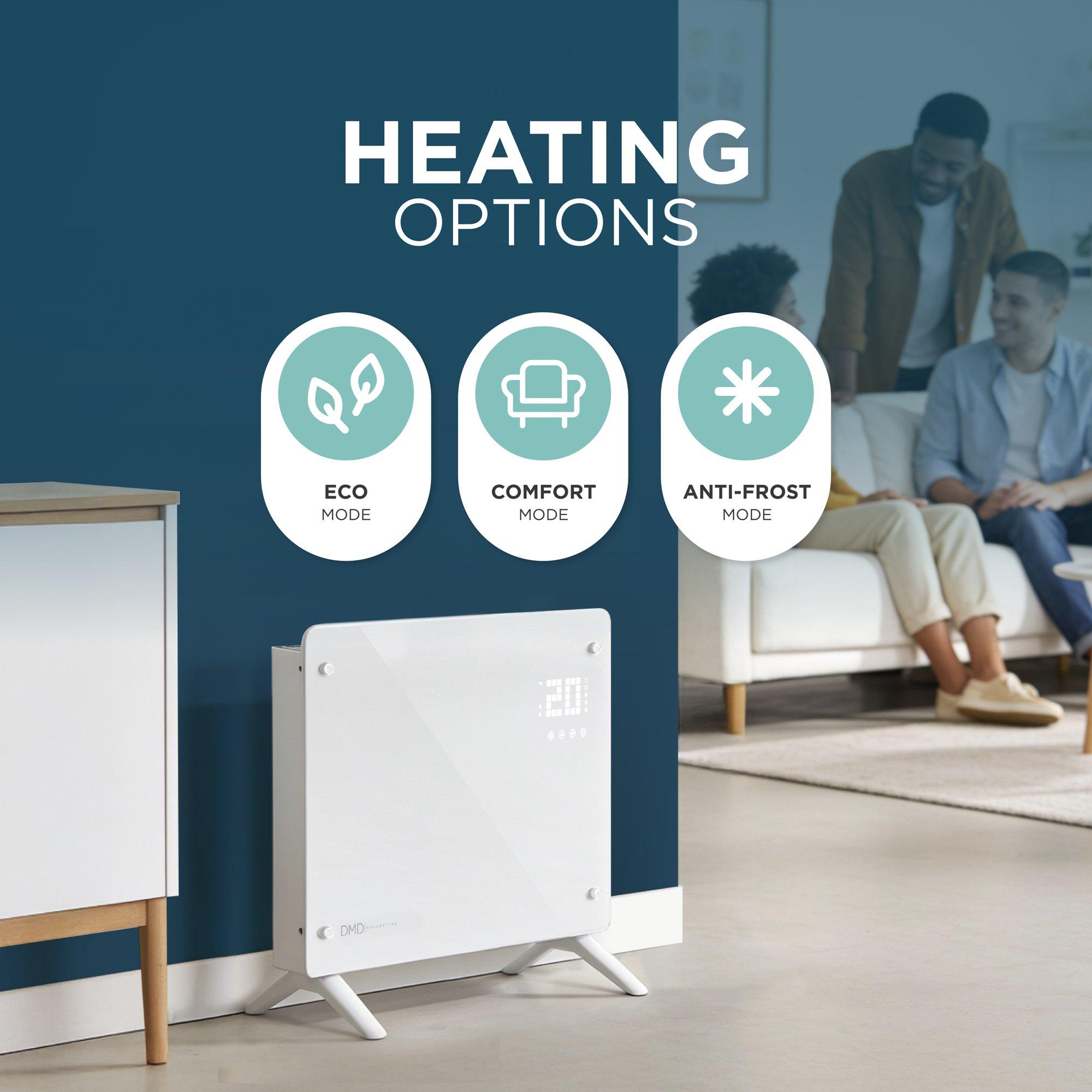 White - DMD Collective - Smart Glass Panel Heater with Wi-Fi Control - 3