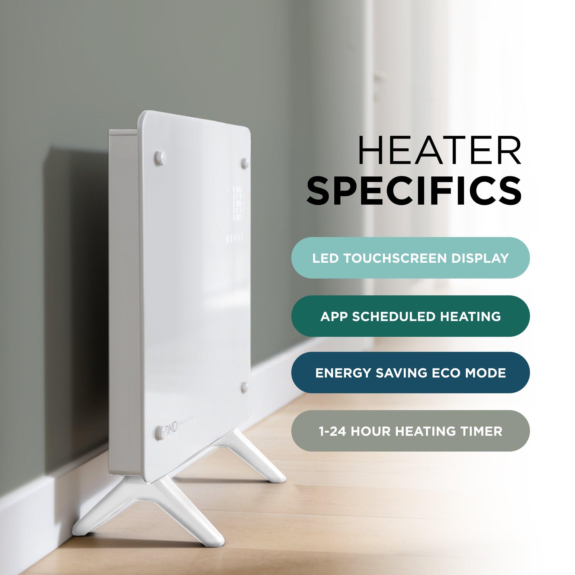 White - DMD Collective - Smart Glass Panel Heater with Wi-Fi Control - 6