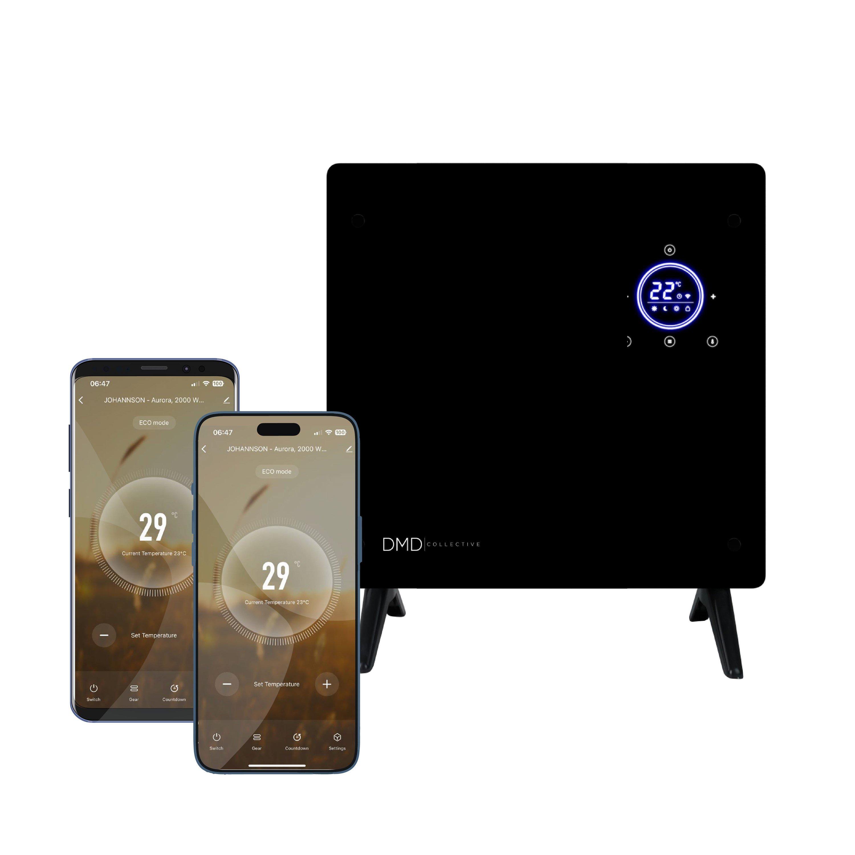 Dmd Collective  Smart Wi-Fi Glass Panel Heater - Black - 1000W