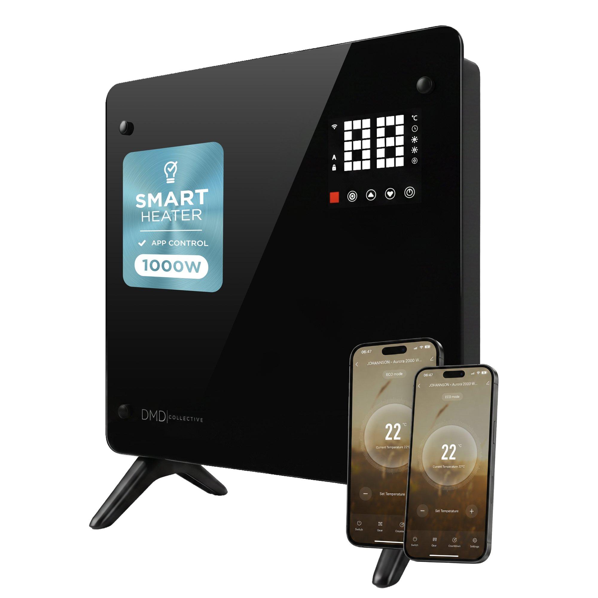 Black - DMD Collective - Smart Wi-Fi Glass Panel Heater - 1