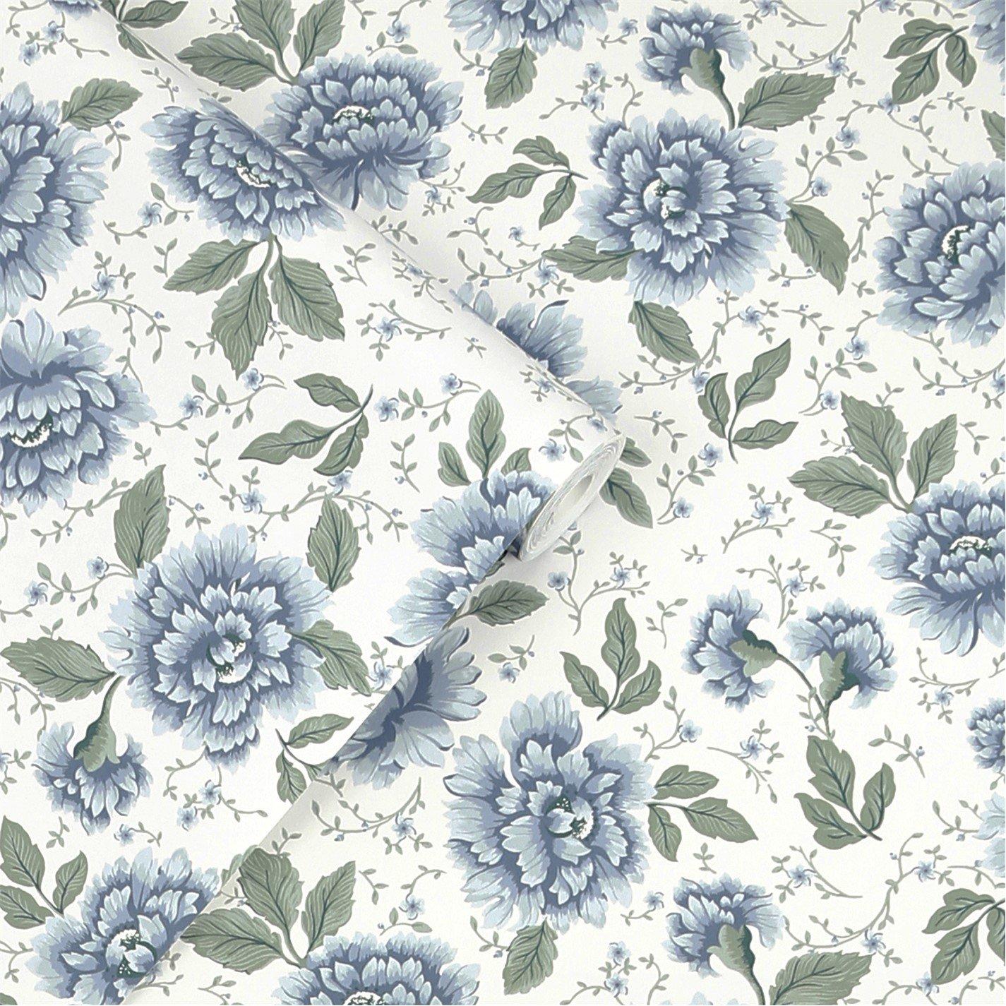 Pale Seaspray B - Laura Ashley - Pickworth Posy Pale Seaspray Blue Wallpaper - 3