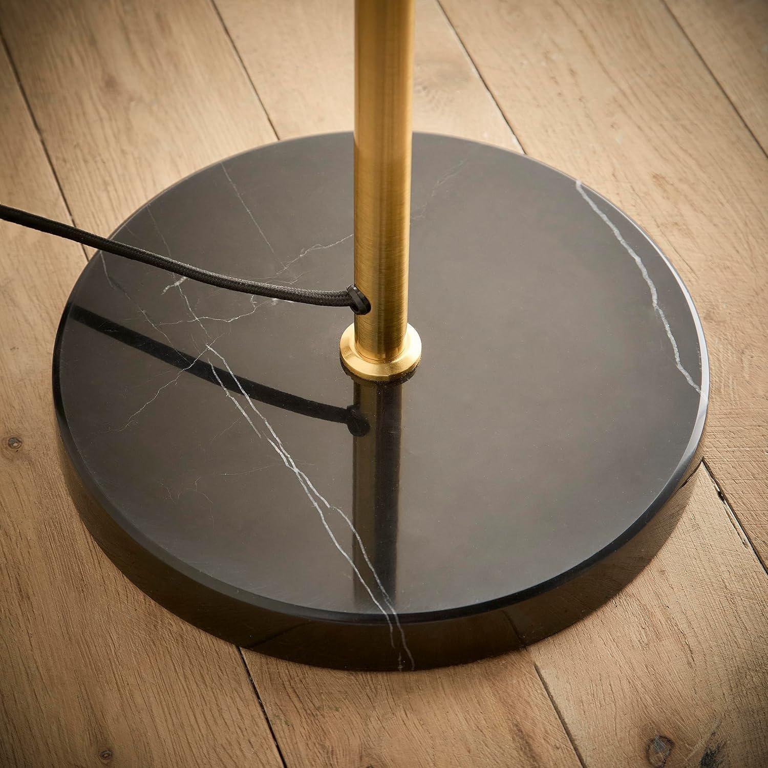 Brass - K Living - Carter 2 Light Ribbed Glass Brass Floor Lamp - 3