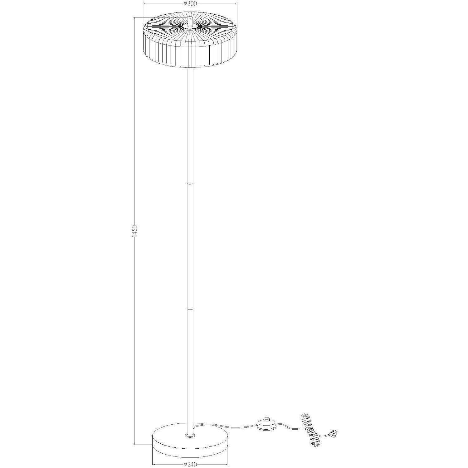 Brass - K Living - Carter 2 Light Ribbed Glass Brass Floor Lamp - 5