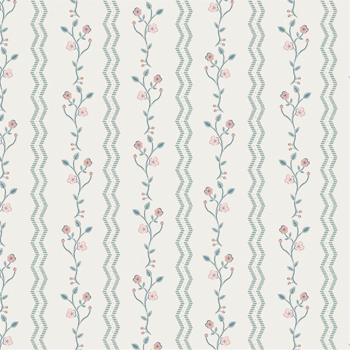 Rackhams Dark/Blue Blencow Stripe Wallpaper - Duck Egg - 10M - Image 5