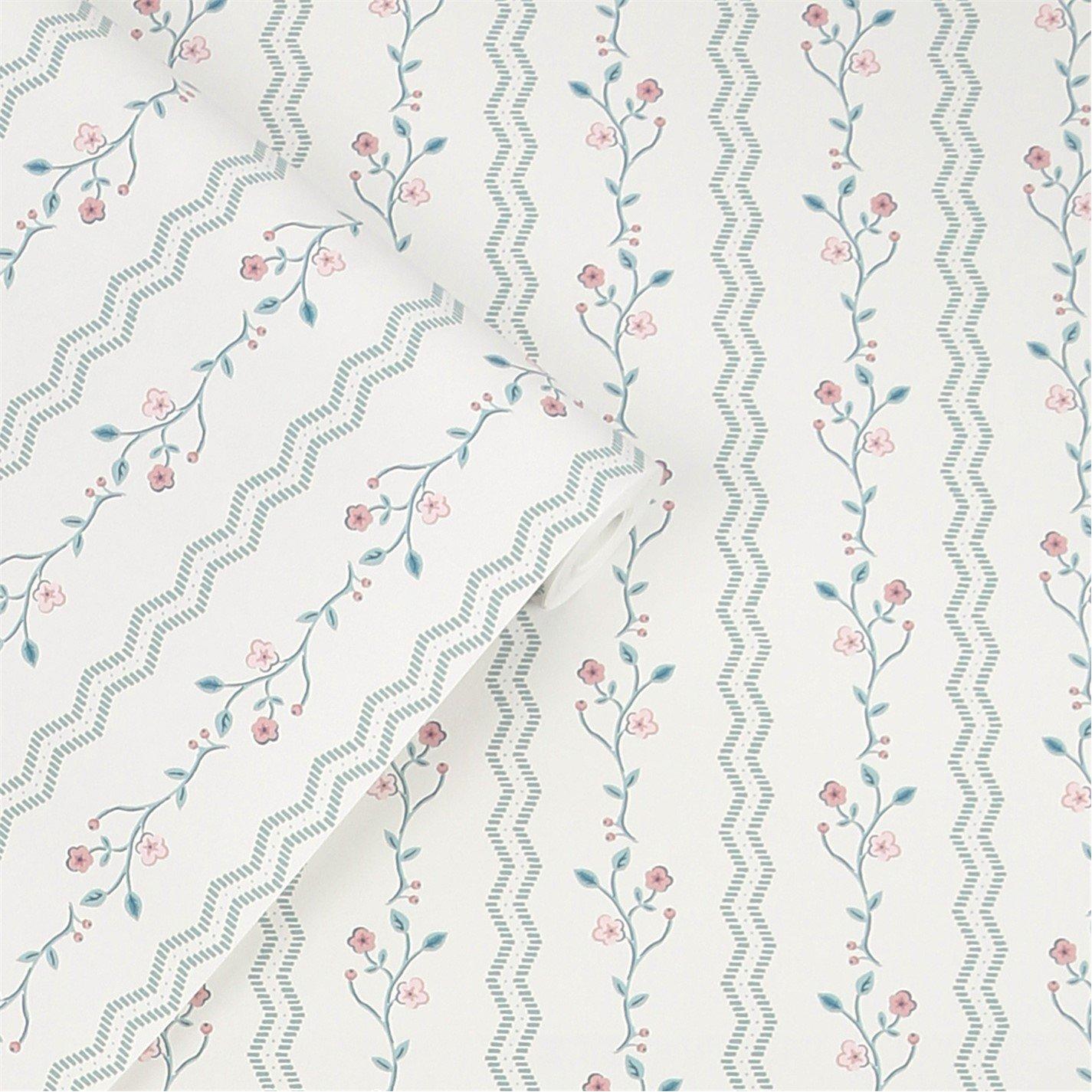 Duck Egg Blue - Laura Ashley - Blencow Stripe Dark Duck Egg Blue Wallpaper - 3