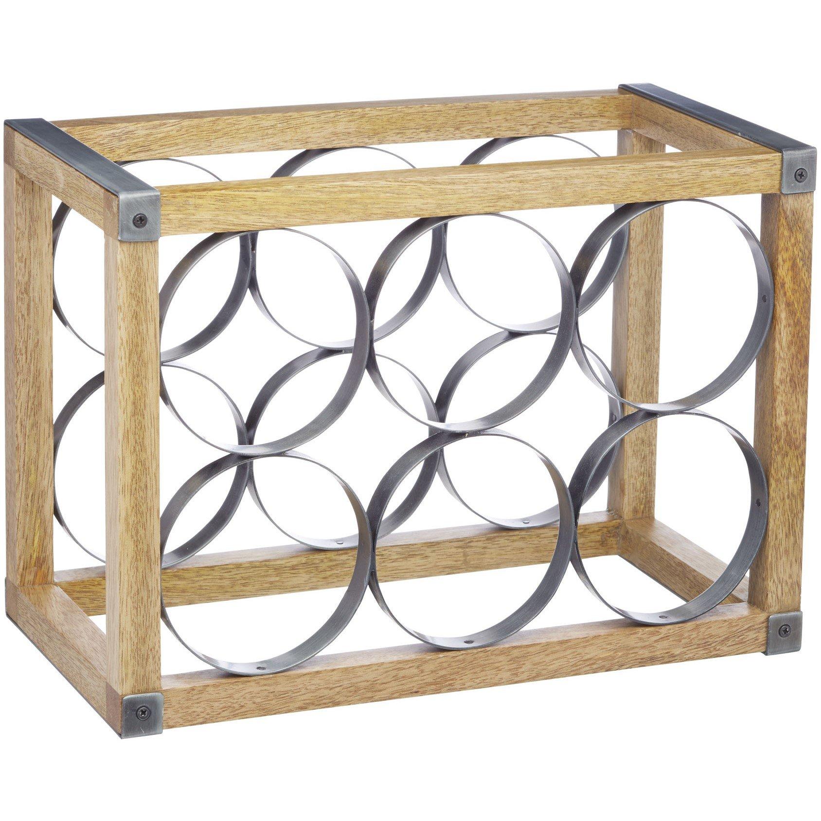 KitchenCraft Industrial Vintage 6-Bottle Metal / Wooden