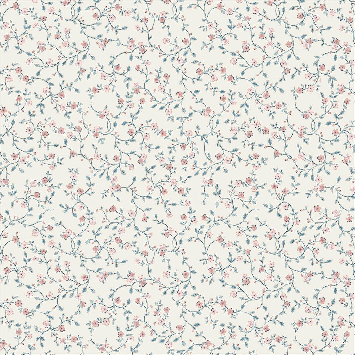 Duck Egg Blue - Laura Ashley - Blencow Sprig Dark Duck Egg Blue Wallpaper - 2