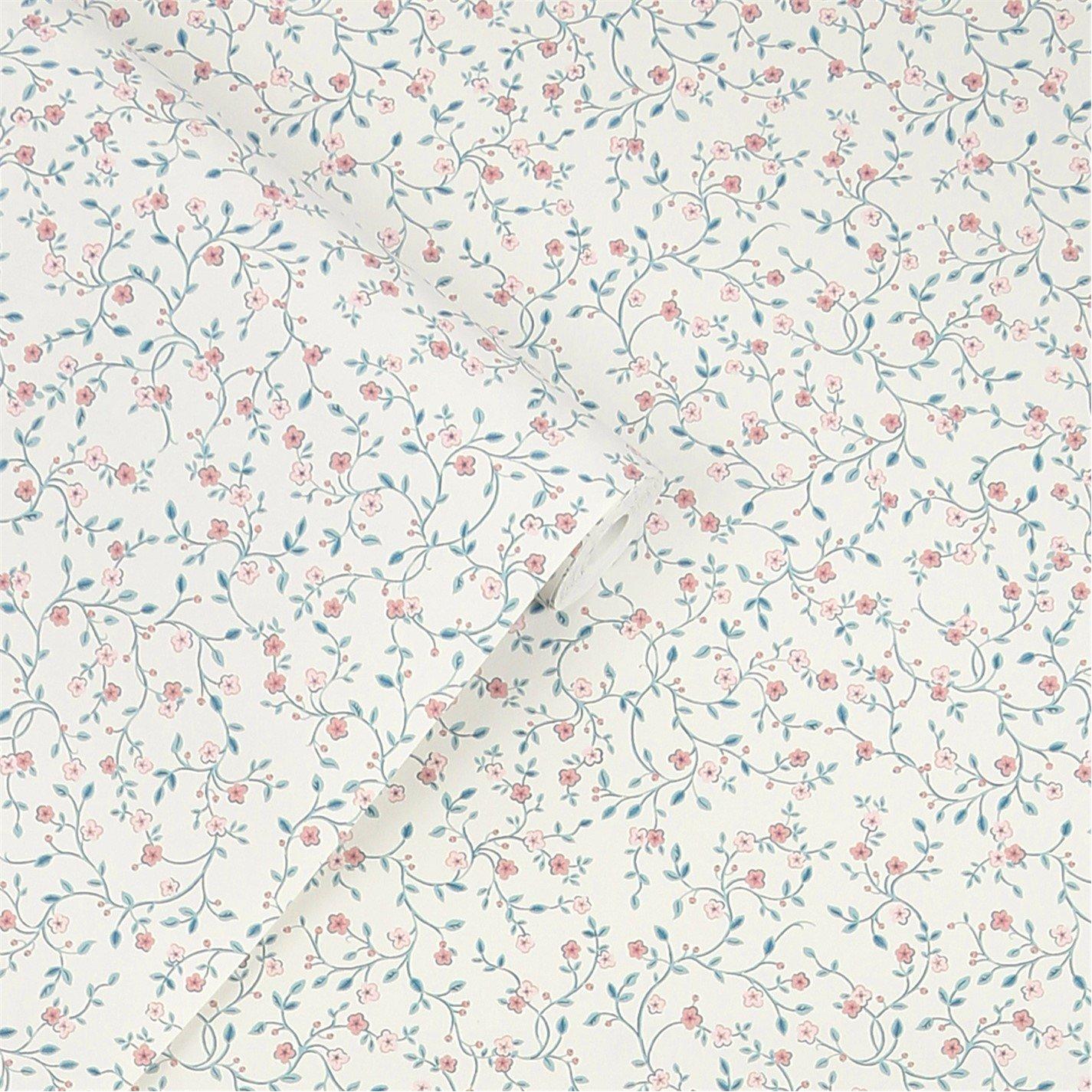 Duck Egg Blue - Laura Ashley - Blencow Sprig Dark Duck Egg Blue Wallpaper - 3