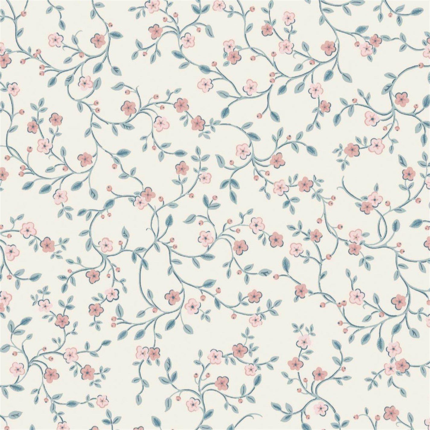 Duck Egg Blue - Laura Ashley - Blencow Sprig Dark Duck Egg Blue Wallpaper - 4