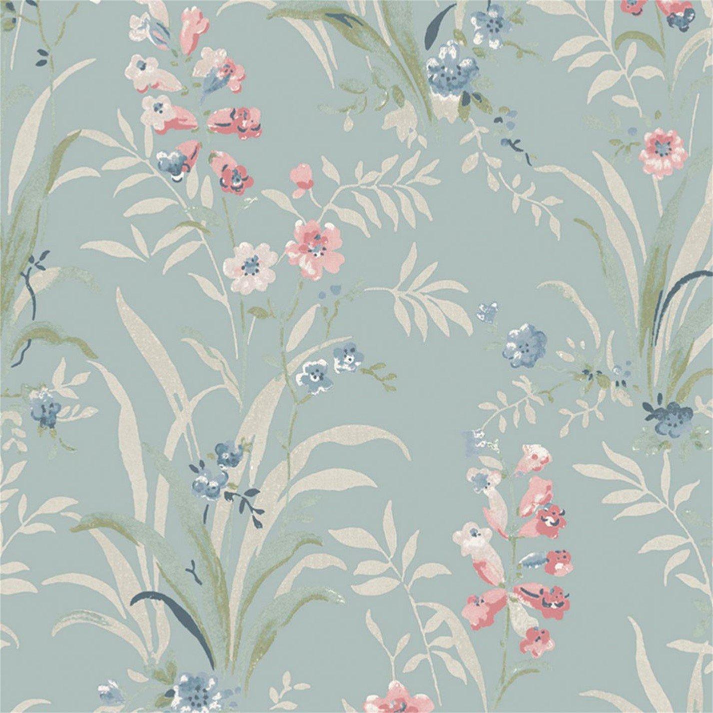Duck Egg Blue - Laura Ashley - Mosedale Posy Dark Duck Egg Blue Wallpaper - 4