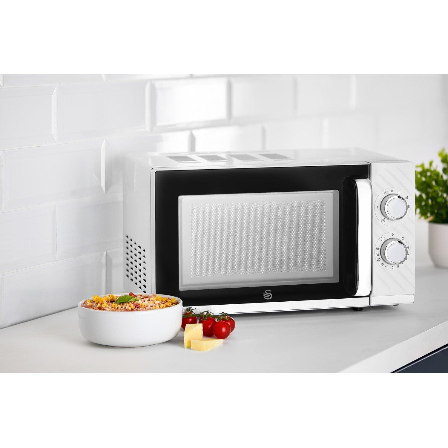 White - Swan - Windsor 20L 800W Microwave Manual Textured White - 8