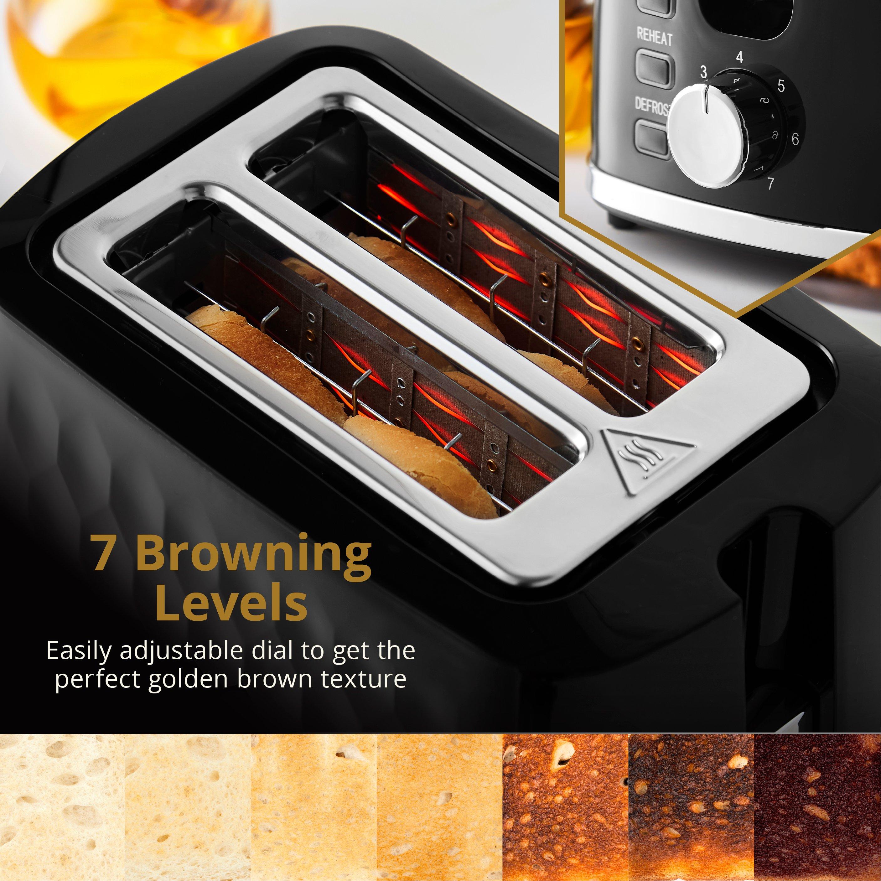 Black - Swan - Hexton 900W 2 Slice Toaster Black Chrome Accents - 3