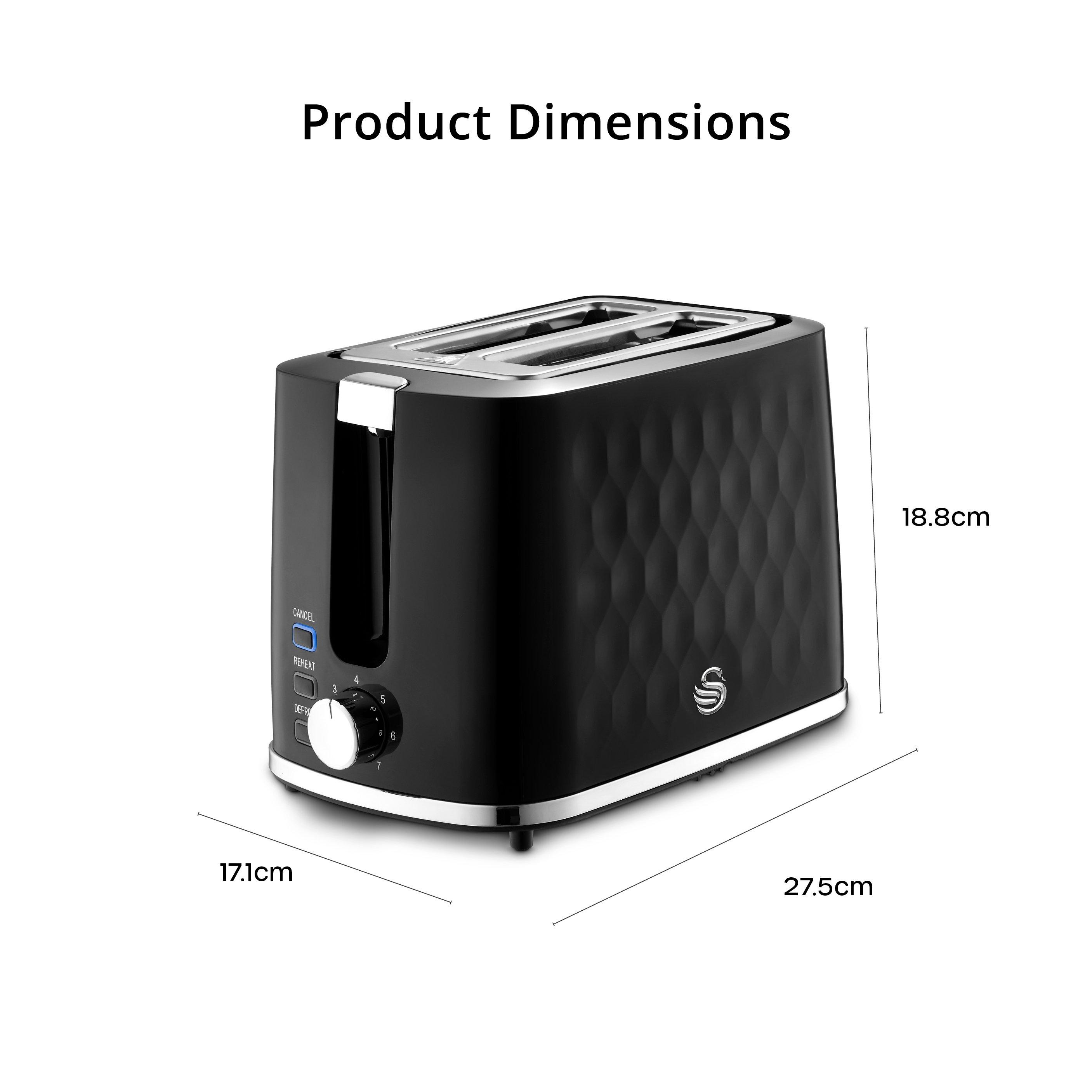 Black - Swan - Hexton 900W 2 Slice Toaster Black Chrome Accents - 6
