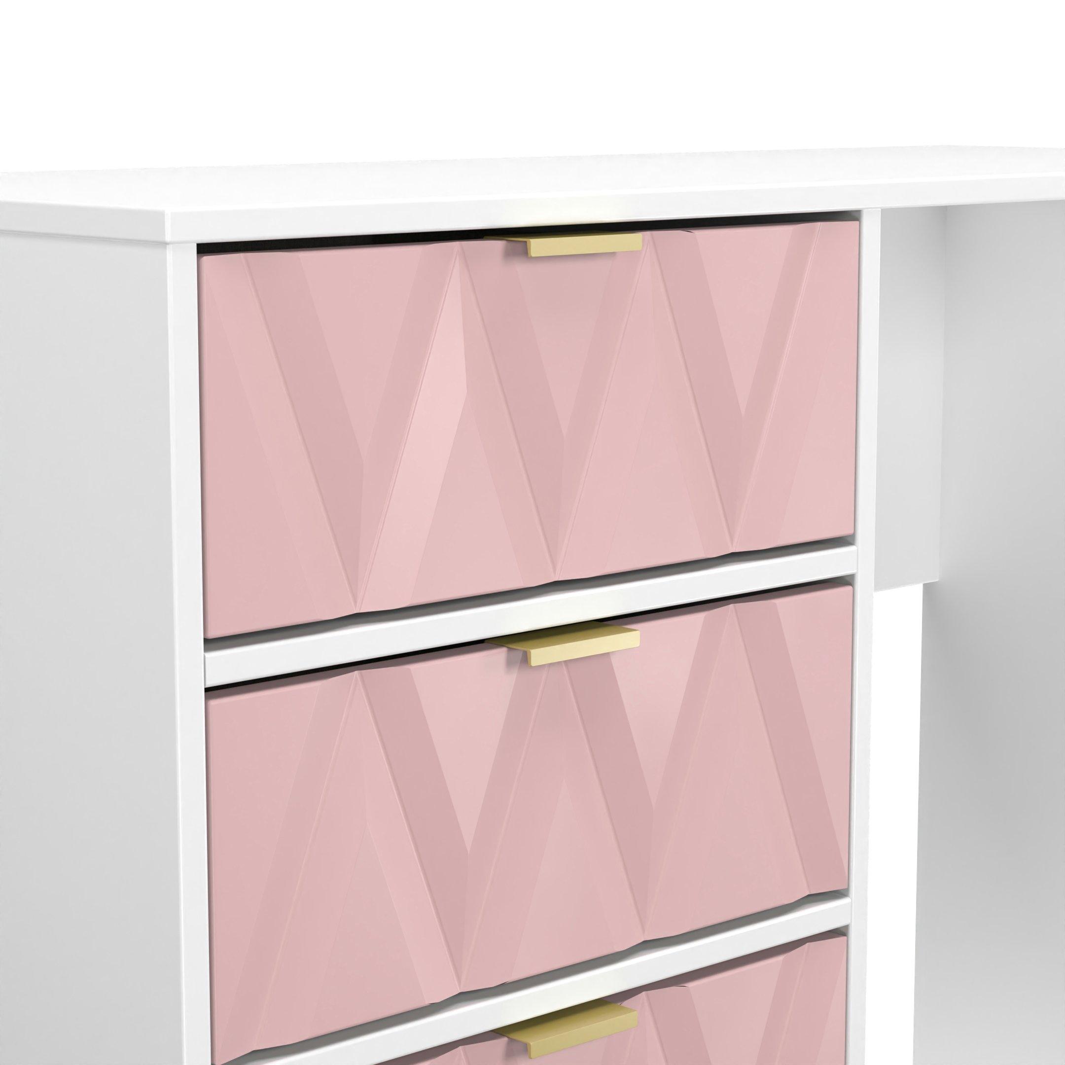Kobe Pink & Whi - Welcome Furniture - Diamond 4 Drawer Vanity - 7