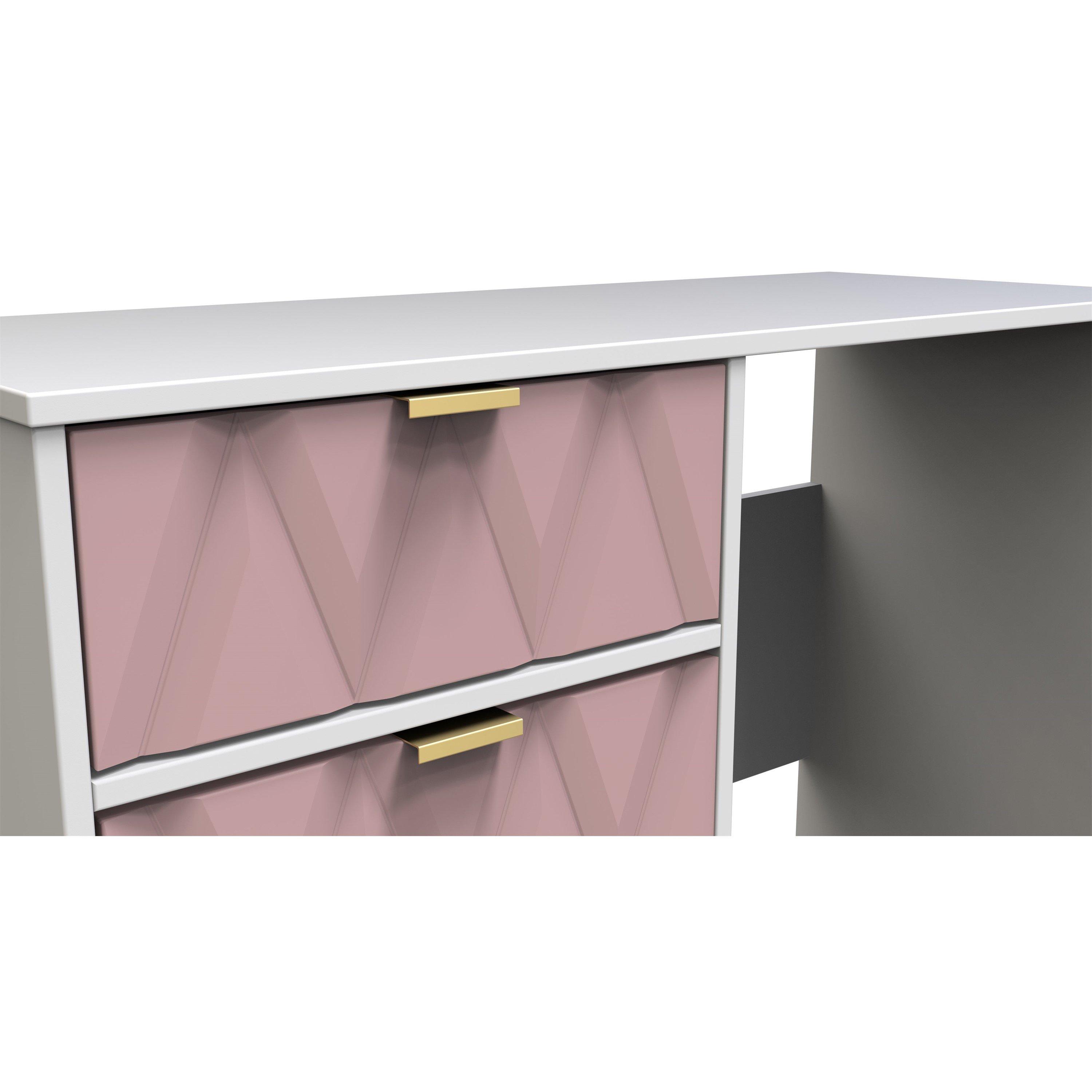 Kobe Pink & Whi - Welcome Furniture - Diamond 4 Drawer Vanity - 8