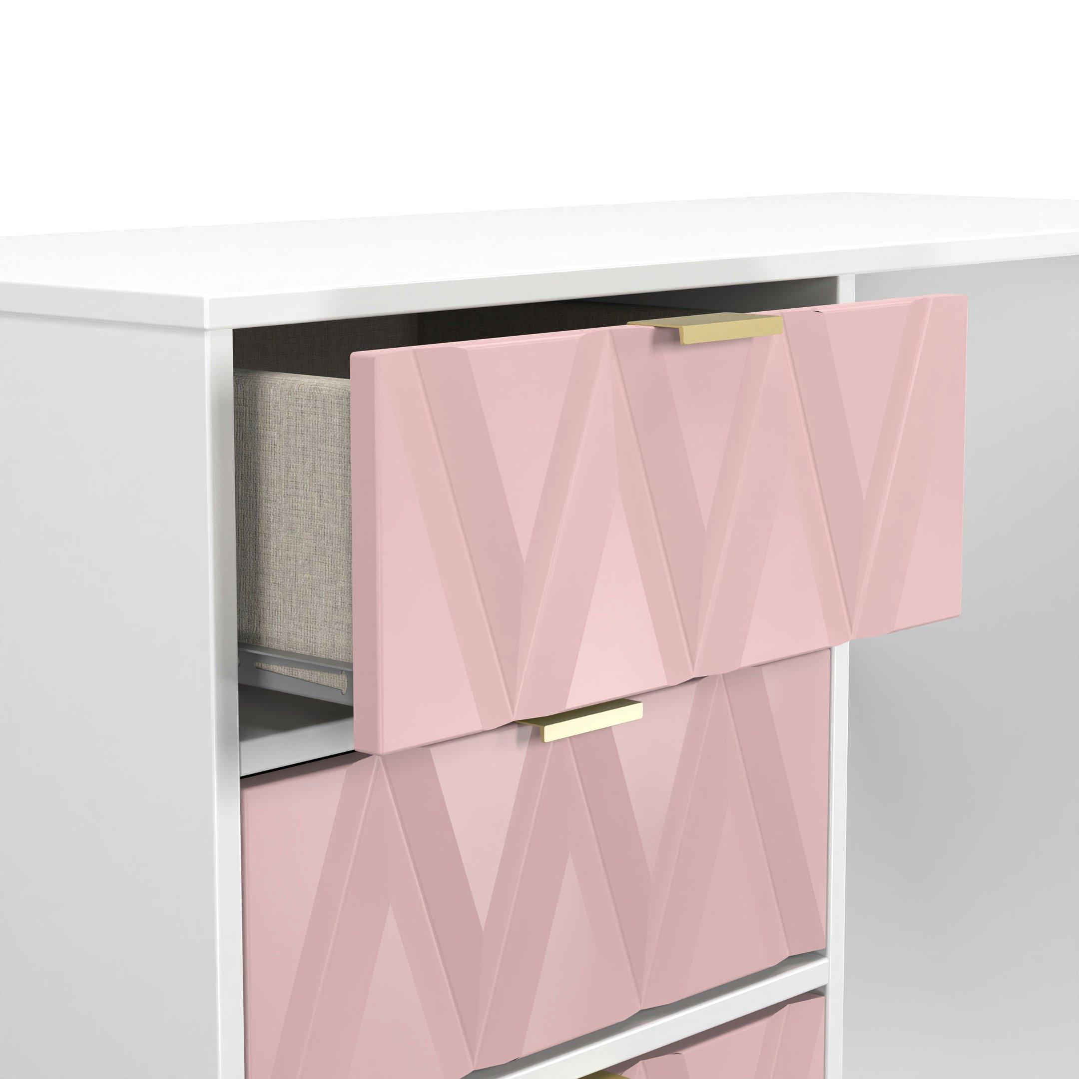 Kobe Pink & Whi - Welcome Furniture - Diamond 4 Drawer Vanity - 9