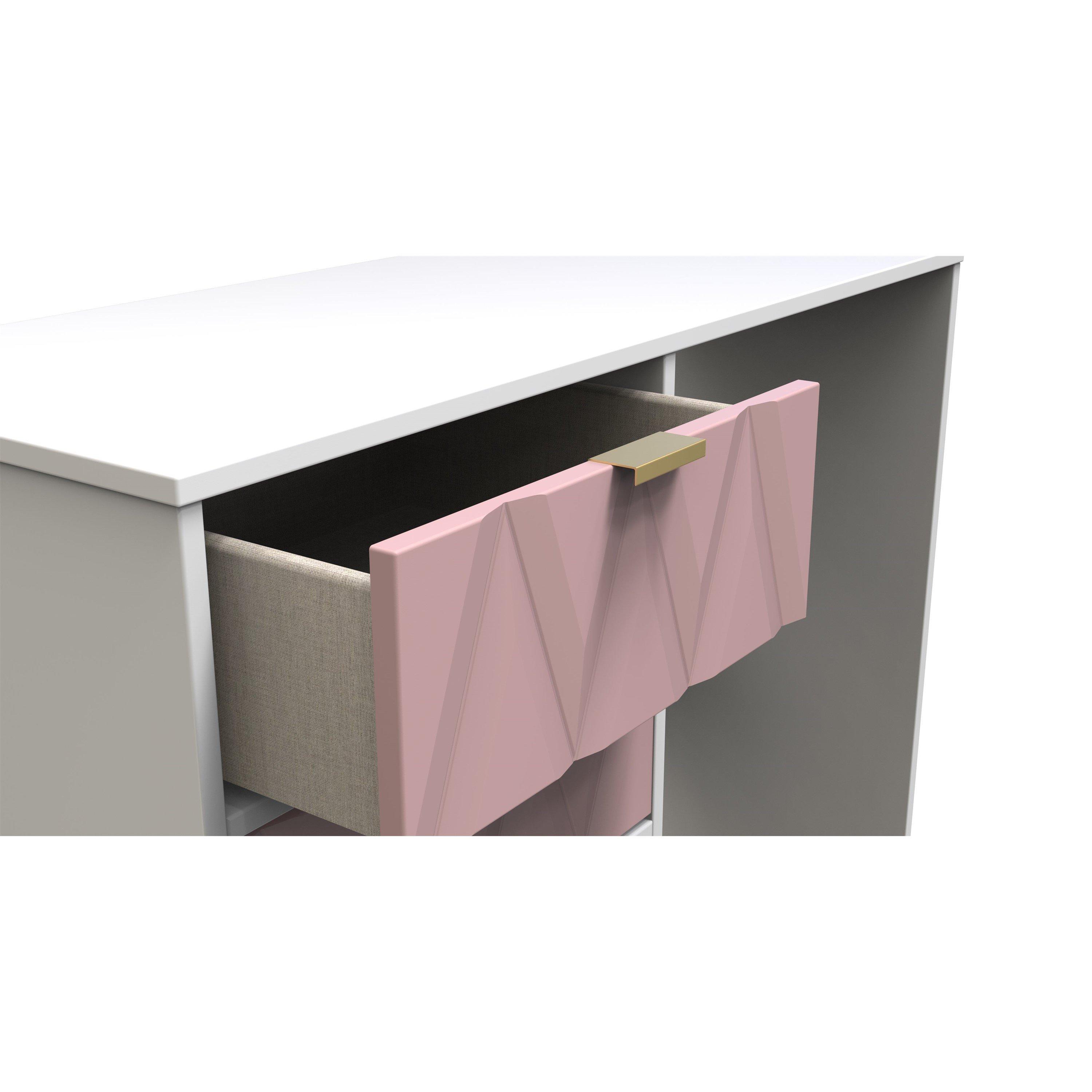 Kobe Pink & Whi - Welcome Furniture - Diamond 4 Drawer Vanity - 10