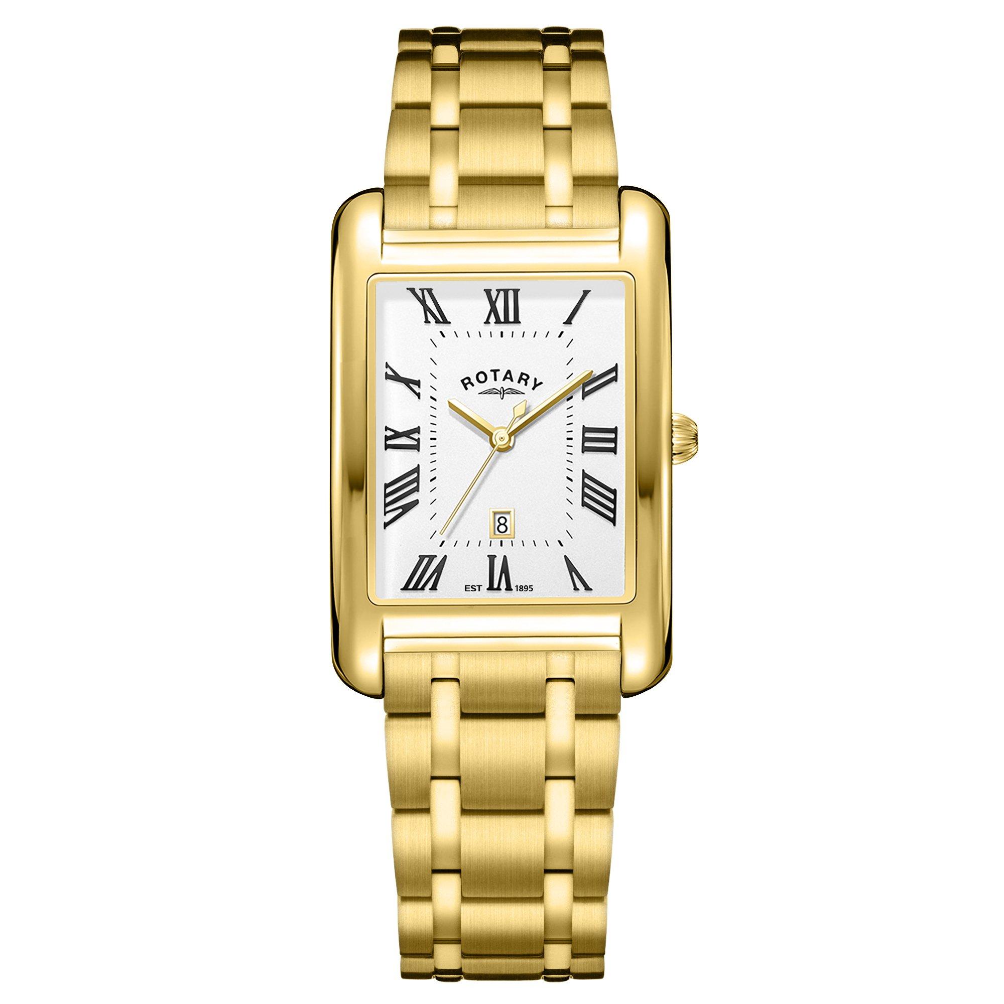 Gold - Rotary - Mens Heritage Astoria Rectangular SS Watch - 1