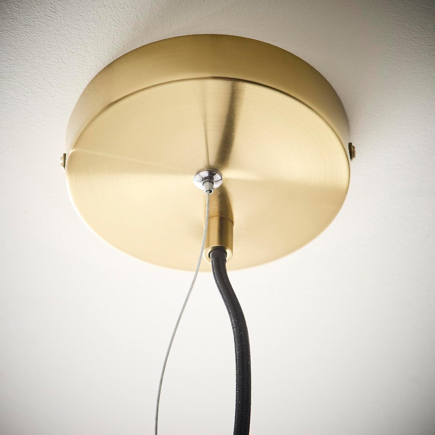 Brass - K Living - Carter 2 Light Ribbed Glass Brass Light Pendant - 3