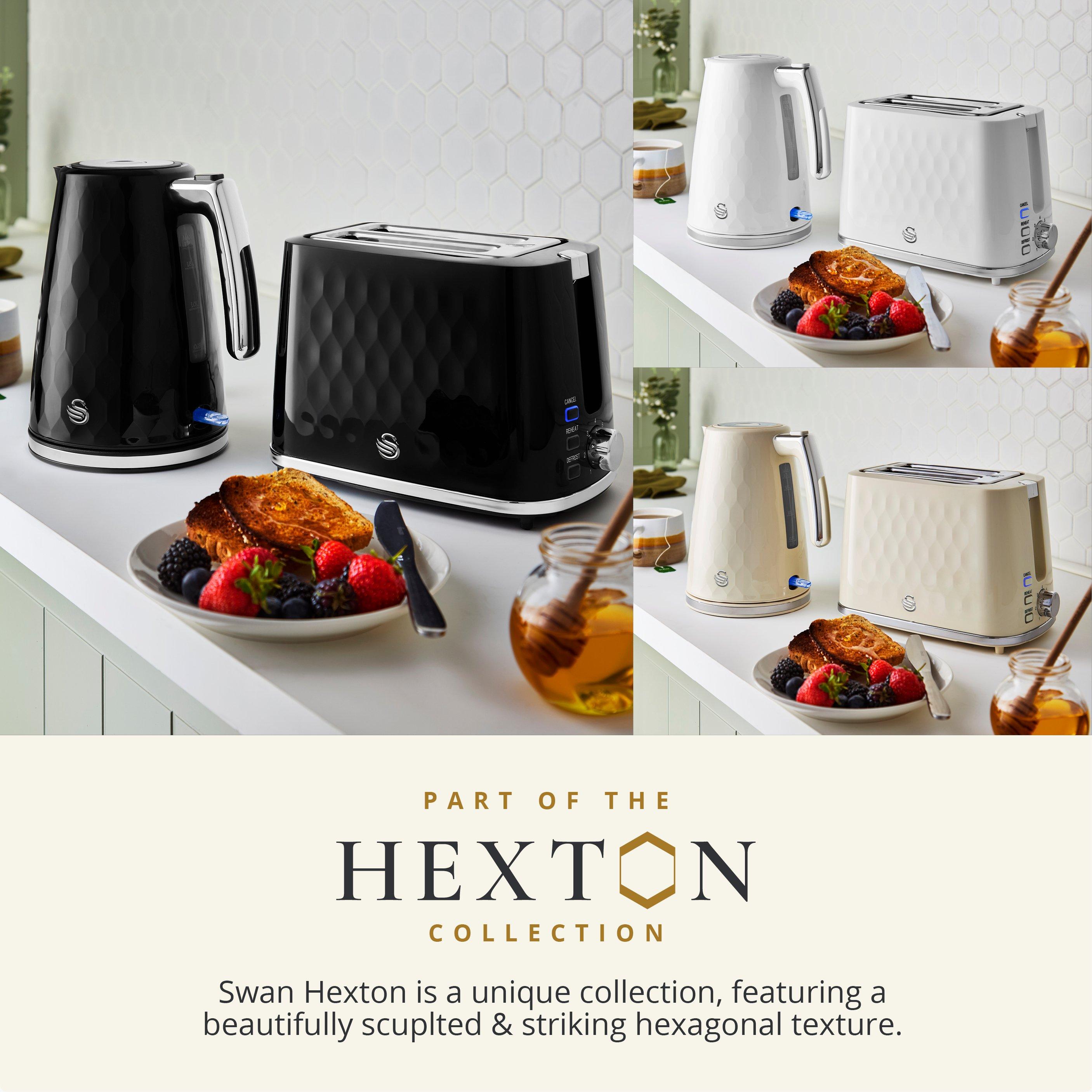 White - Swan - Hexton Variable Width 2 Slice Toaster 7 Browning Levels White with Chrome Accents ST19037WHT - 5