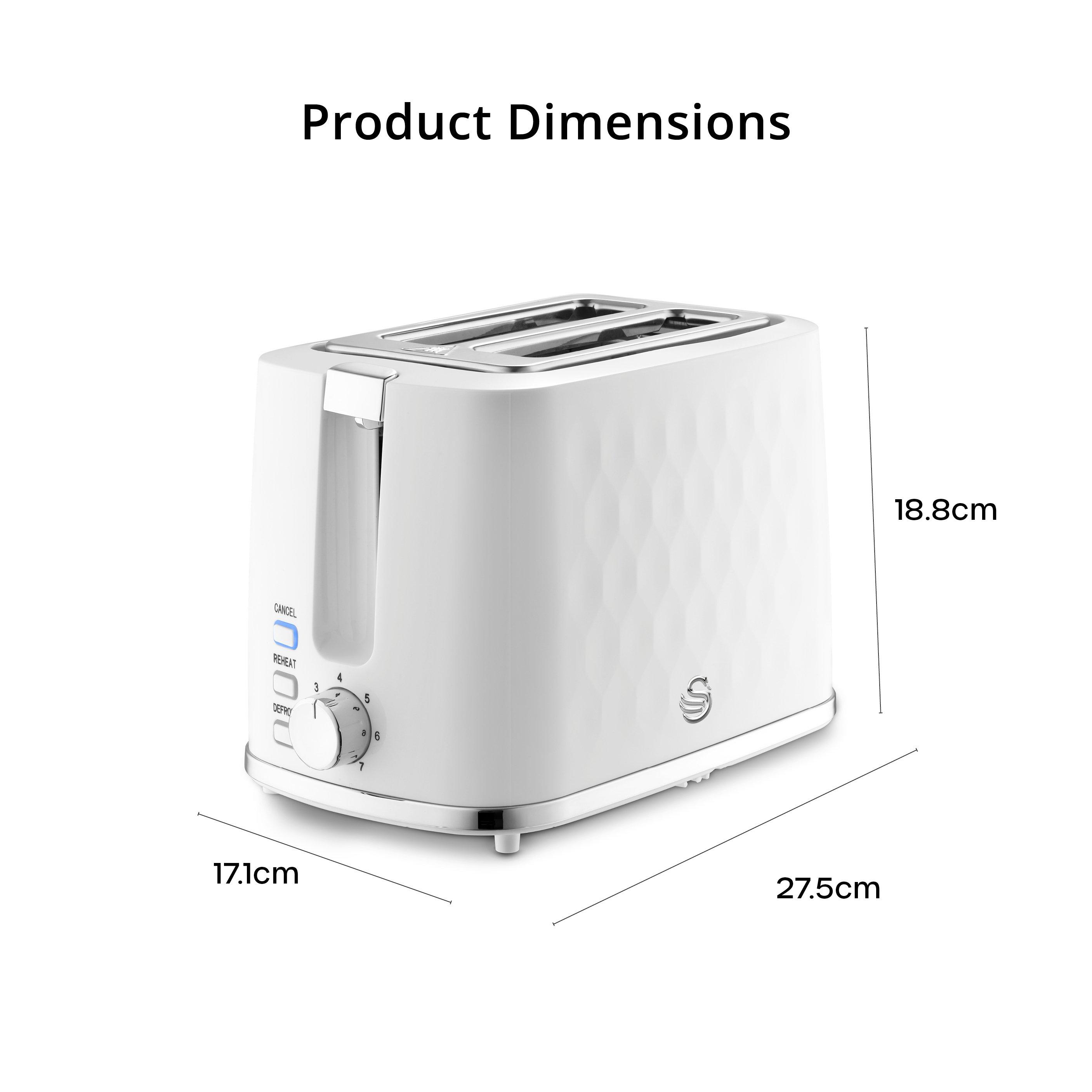 White - Swan - Hexton Variable Width 2 Slice Toaster 7 Browning Levels White with Chrome Accents ST19037WHT - 6