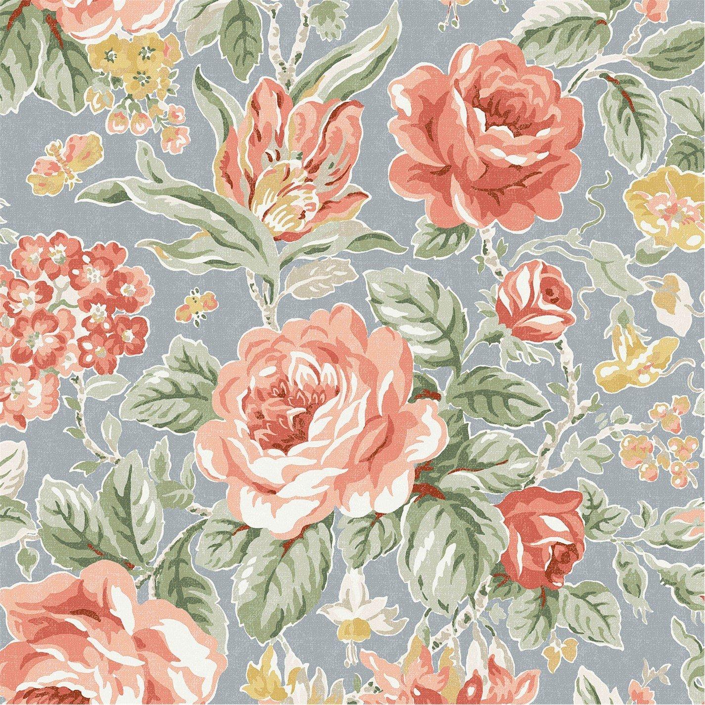 Laura Ashley  Wild Roses Yellow Wallpaper Ochre