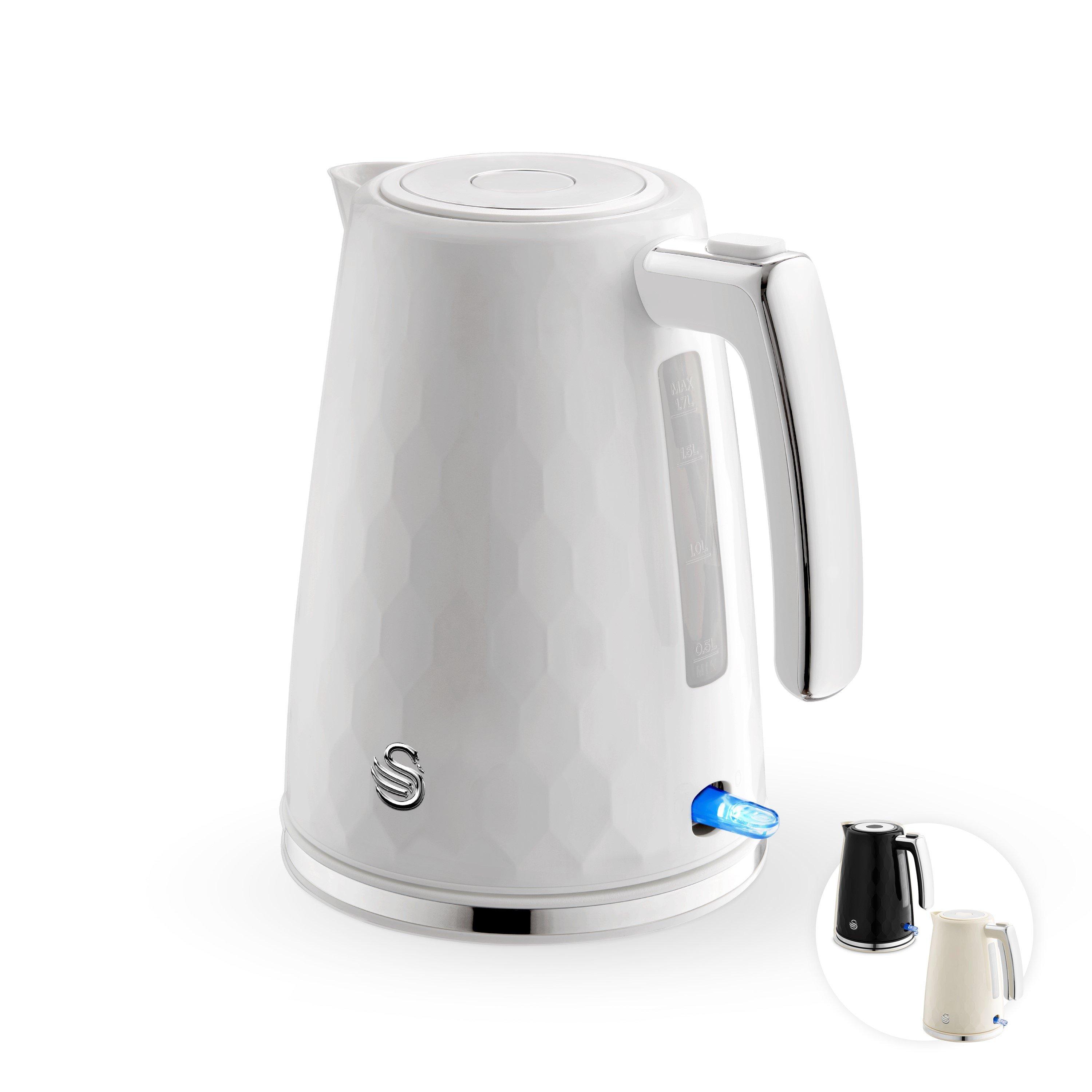 White - Swan - Hexton 1.7L 3KW Kettle White with Chrome Accents - 1