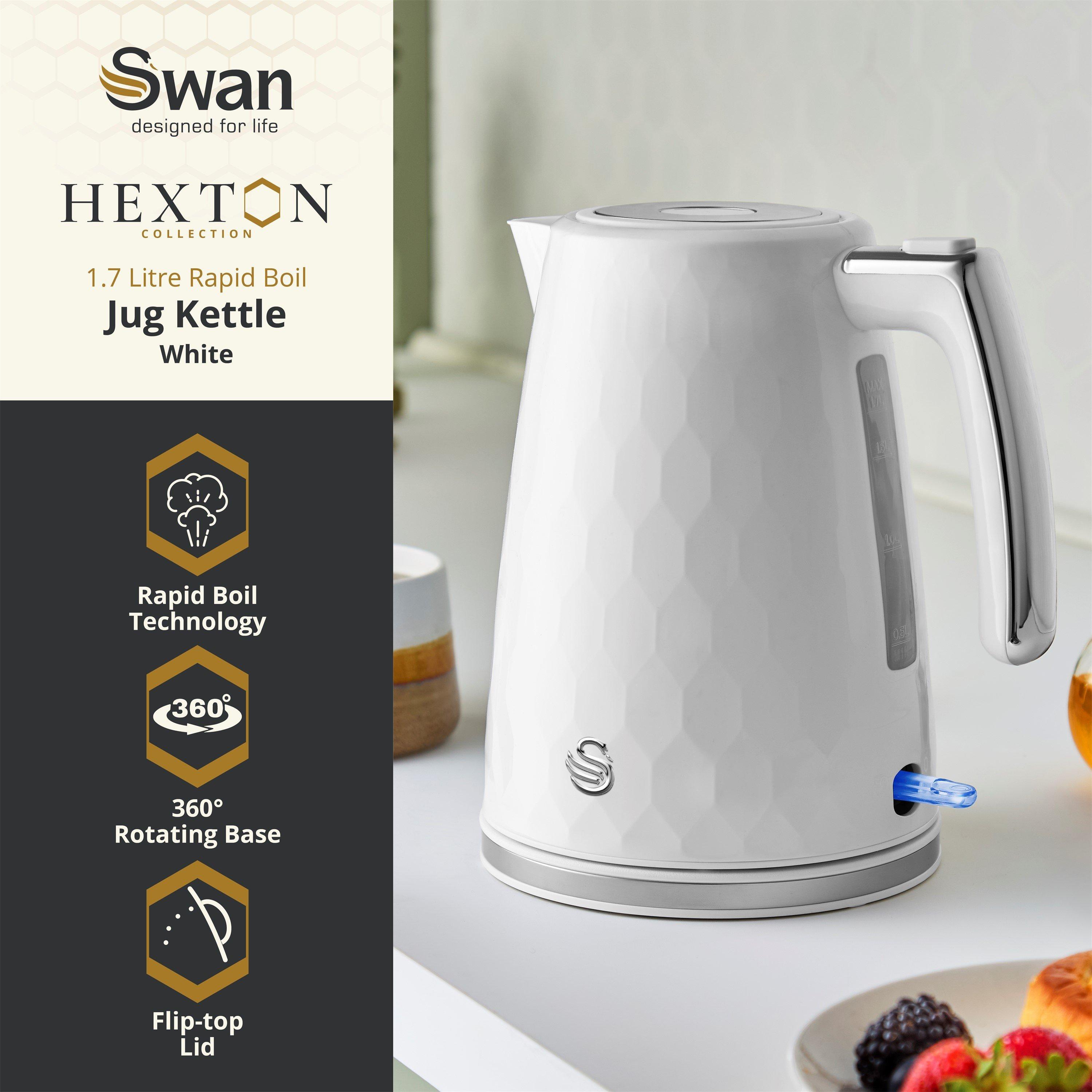 White - Swan - Hexton 1.7L 3KW Kettle White with Chrome Accents - 2