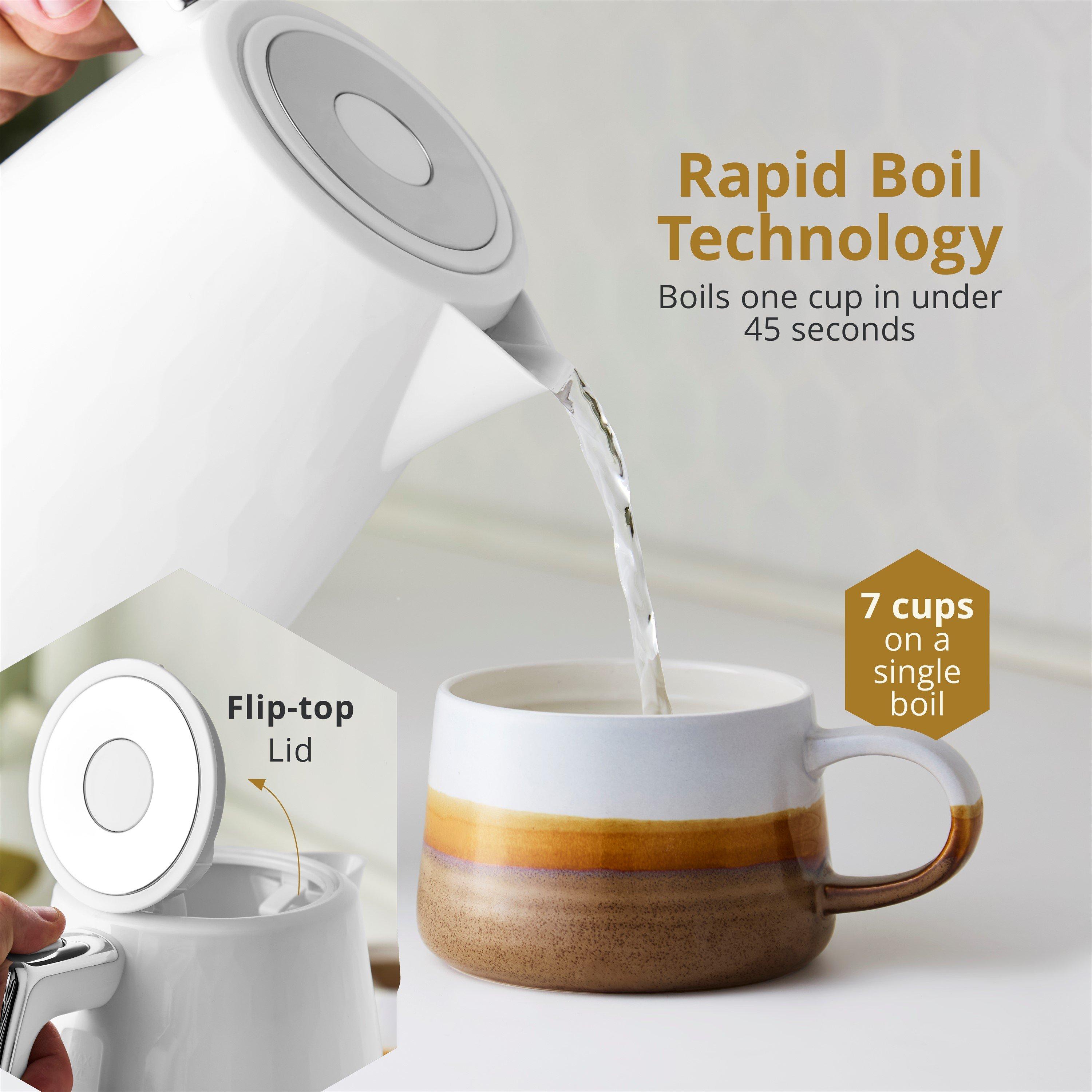 White - Swan - Hexton 1.7L 3KW Kettle White with Chrome Accents - 3