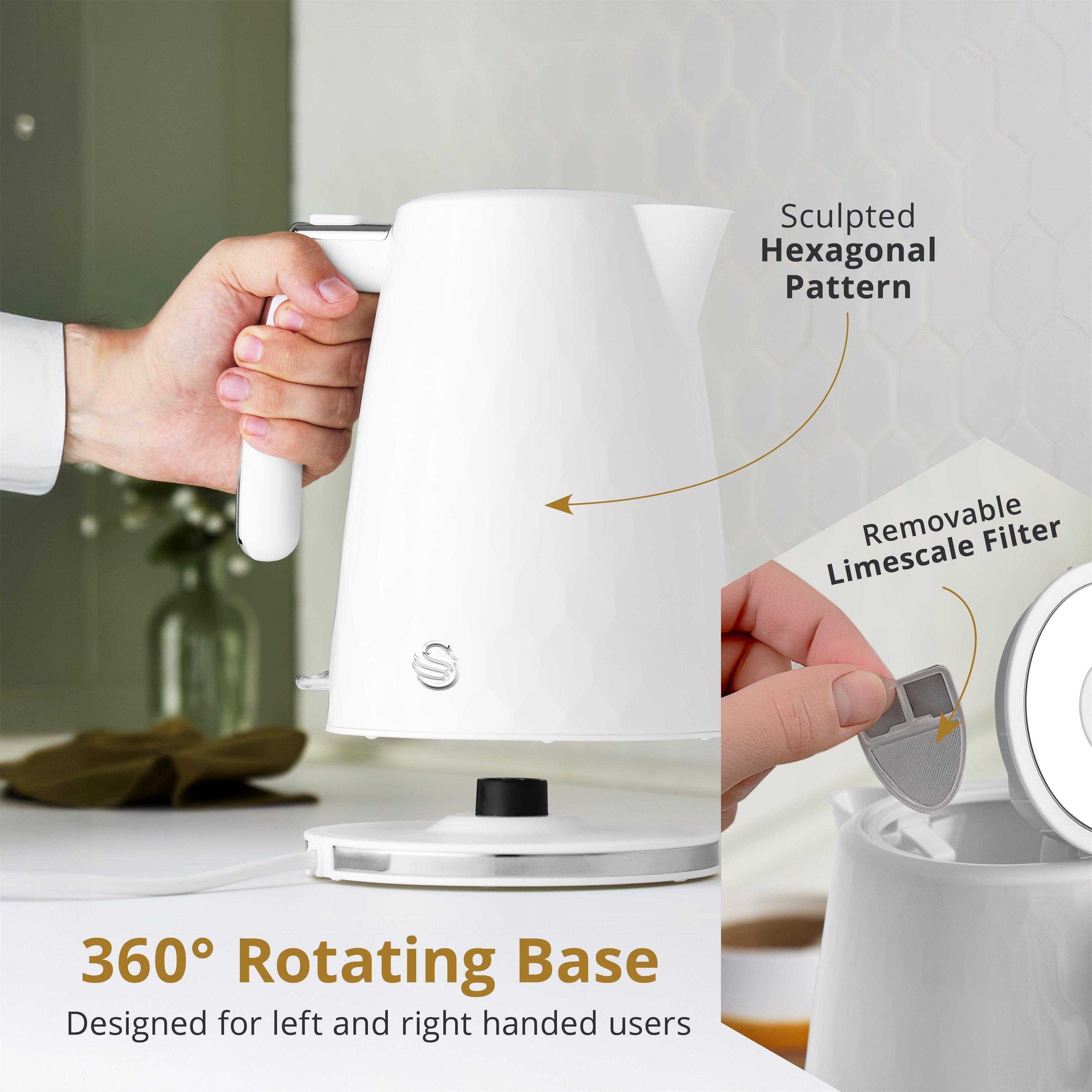 White - Swan - Hexton 1.7L 3KW Kettle White with Chrome Accents - 4