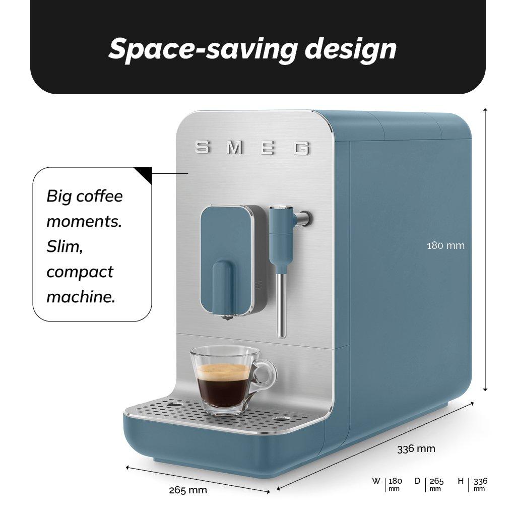 Blue - Smeg - Bean To Cup Coffee Machine with Steam Wand 1L Water Capacity Matte Storm Blue BCC12SBMUK - 2