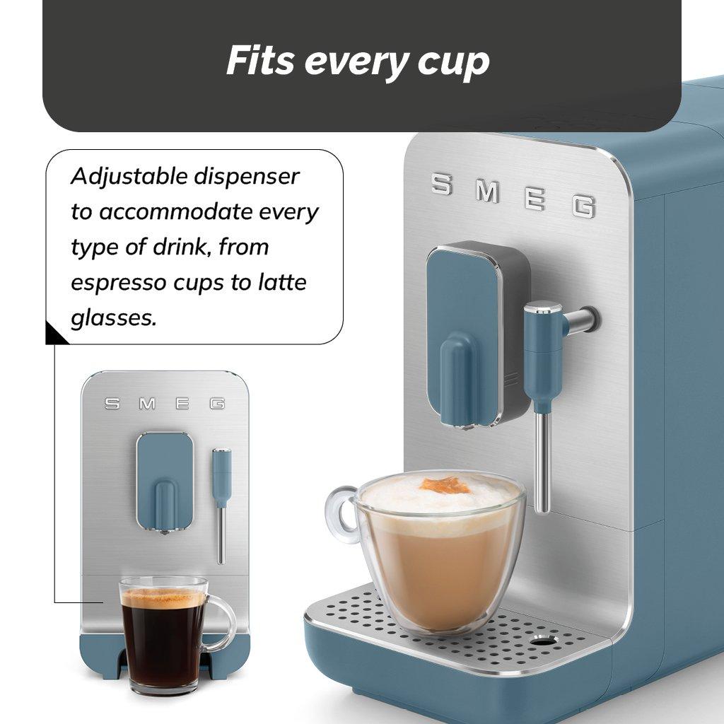 Blue - Smeg - Bean To Cup Coffee Machine with Steam Wand 1L Water Capacity Matte Storm Blue BCC12SBMUK - 6