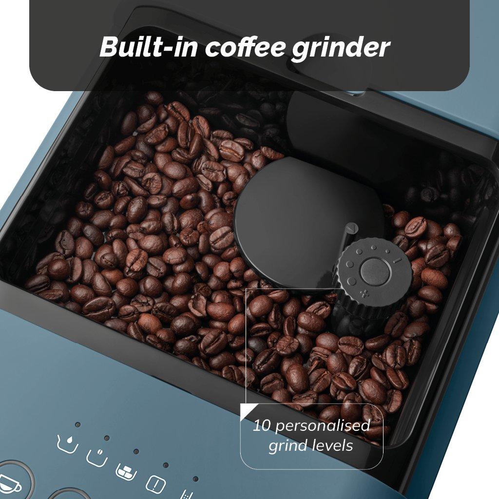 Blue - Smeg - Bean To Cup Coffee Machine with Steam Wand 1L Water Capacity Matte Storm Blue BCC12SBMUK - 7