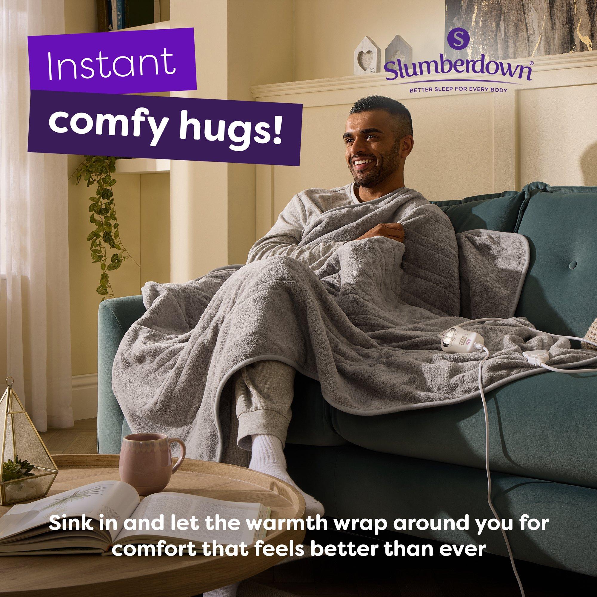 Grey - Slumberdown - Comfy Hugs Heated Throw - 2