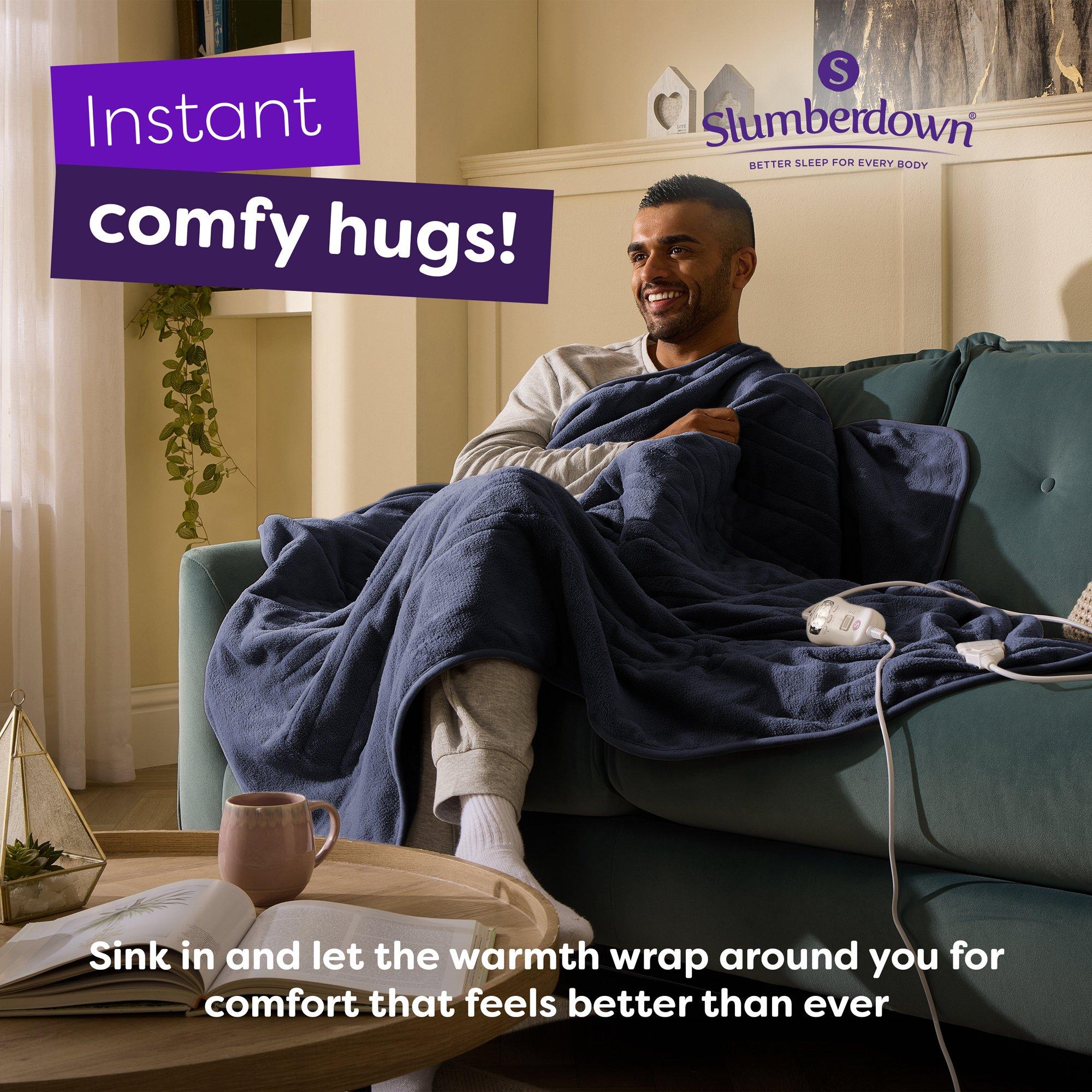 Blue - Slumberdown - Comfy Hugs Heated Throw - 2